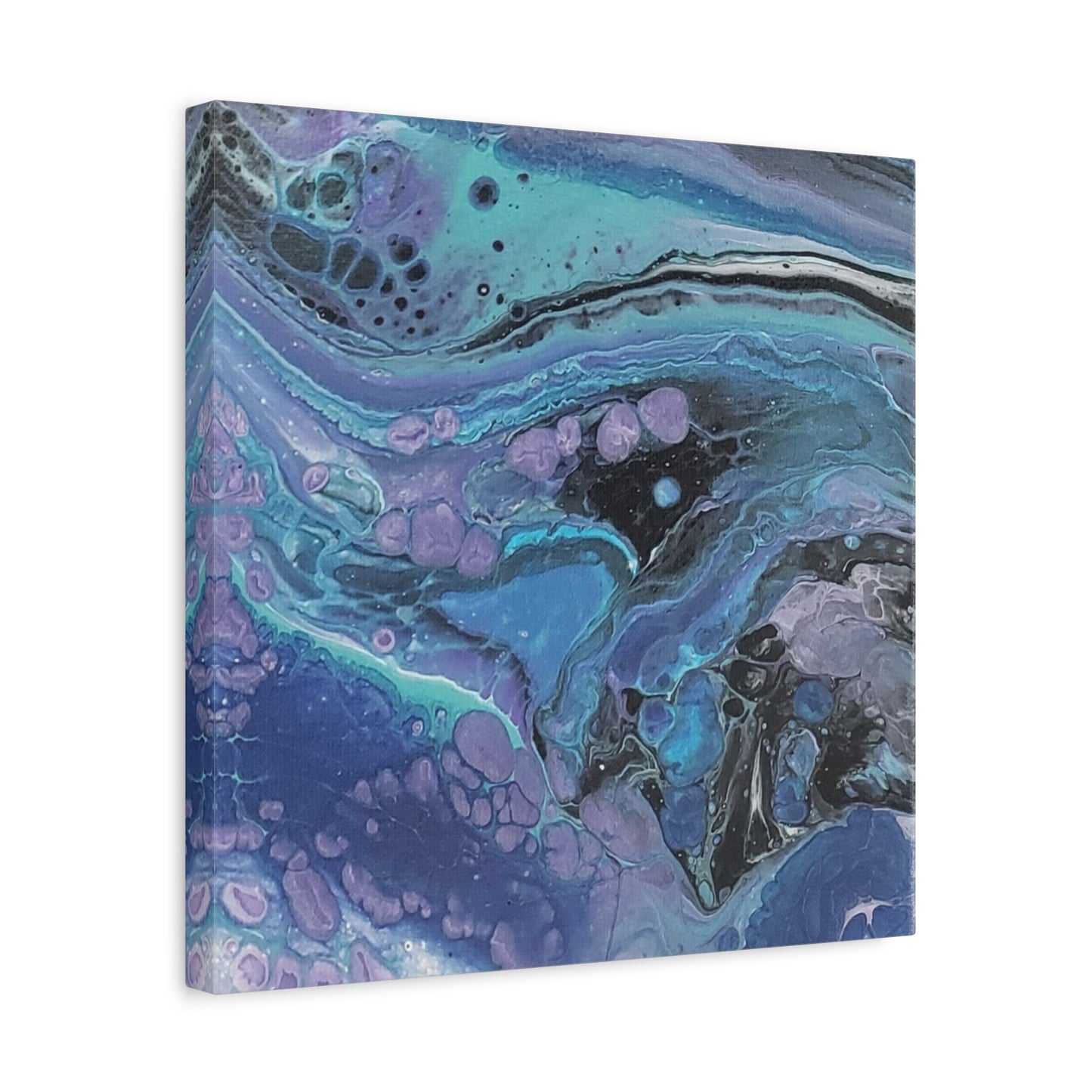 Abstract Ocean Wave Matte Canvas Print — Blue & Purple Fluid Art, Stretched 1.25"