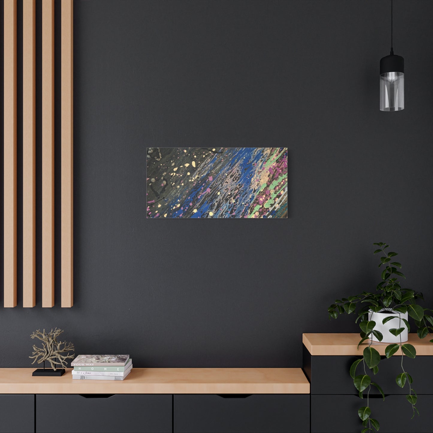 Abstract Splatter Matte Canvas Print — Colorful Fluid Art Wall Decor, Stretched 1.25"