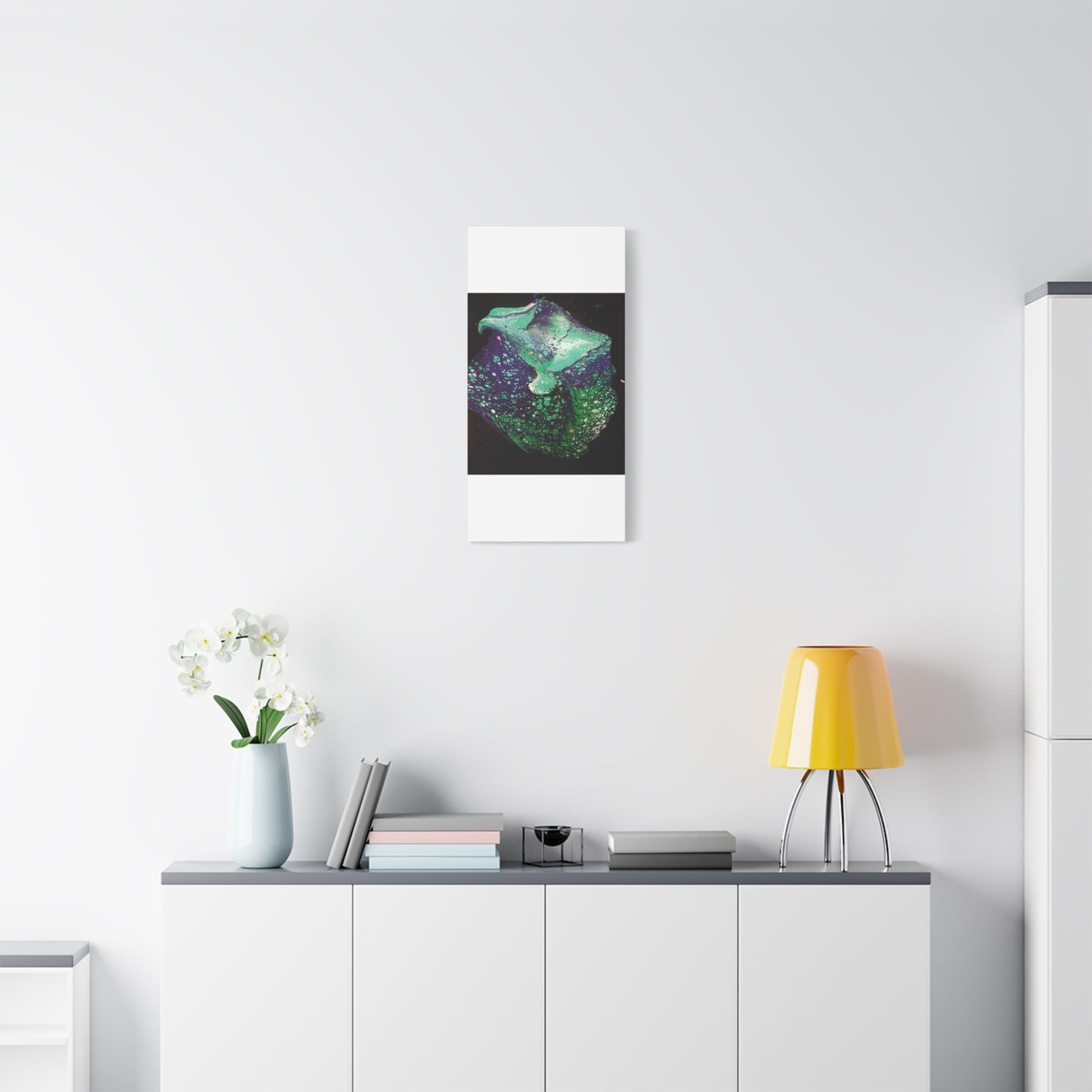 Abstract Green & Teal Fluid Art Canvas Print - Matte Stretched Wall Art