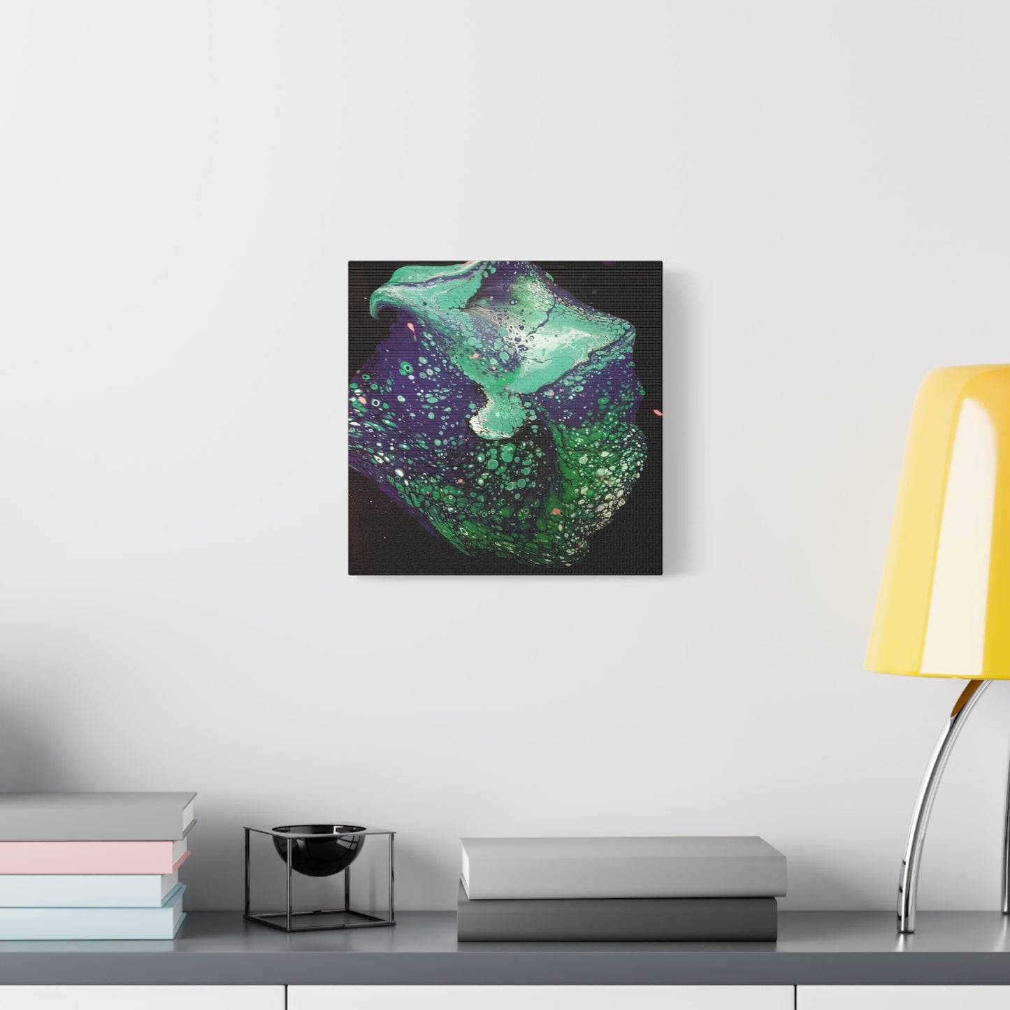 Abstract Green & Teal Fluid Art Canvas Print - Matte Stretched Wall Art