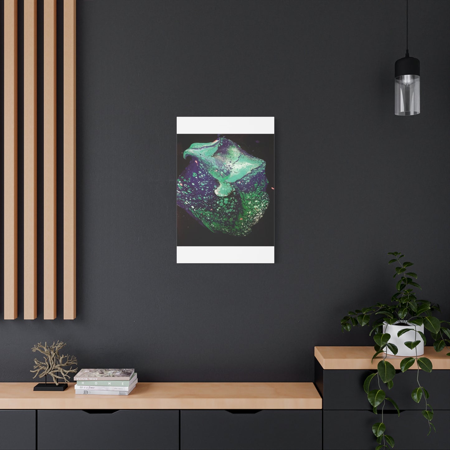 Abstract Green & Teal Fluid Art Canvas Print - Matte Stretched Wall Art
