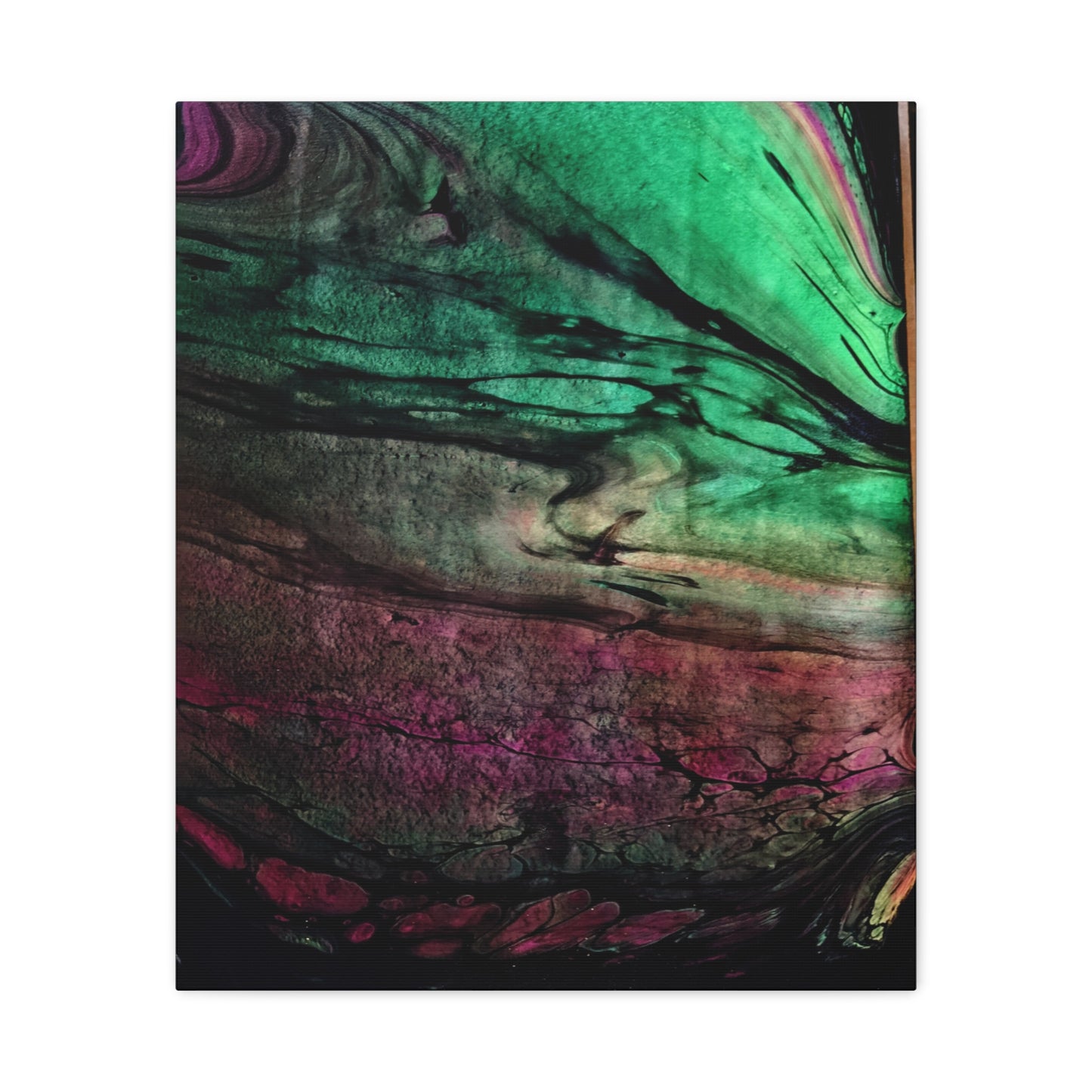 flame tempered pour - Abstract Teal & Magenta Canvas Wall Art — Matte Stretched 1.25"