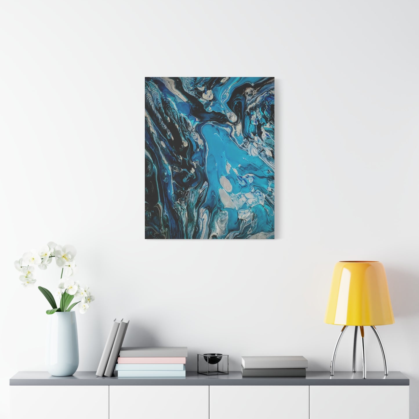 Blue Ocean Abstract Matte Canvas Print — Stretched Wall Art