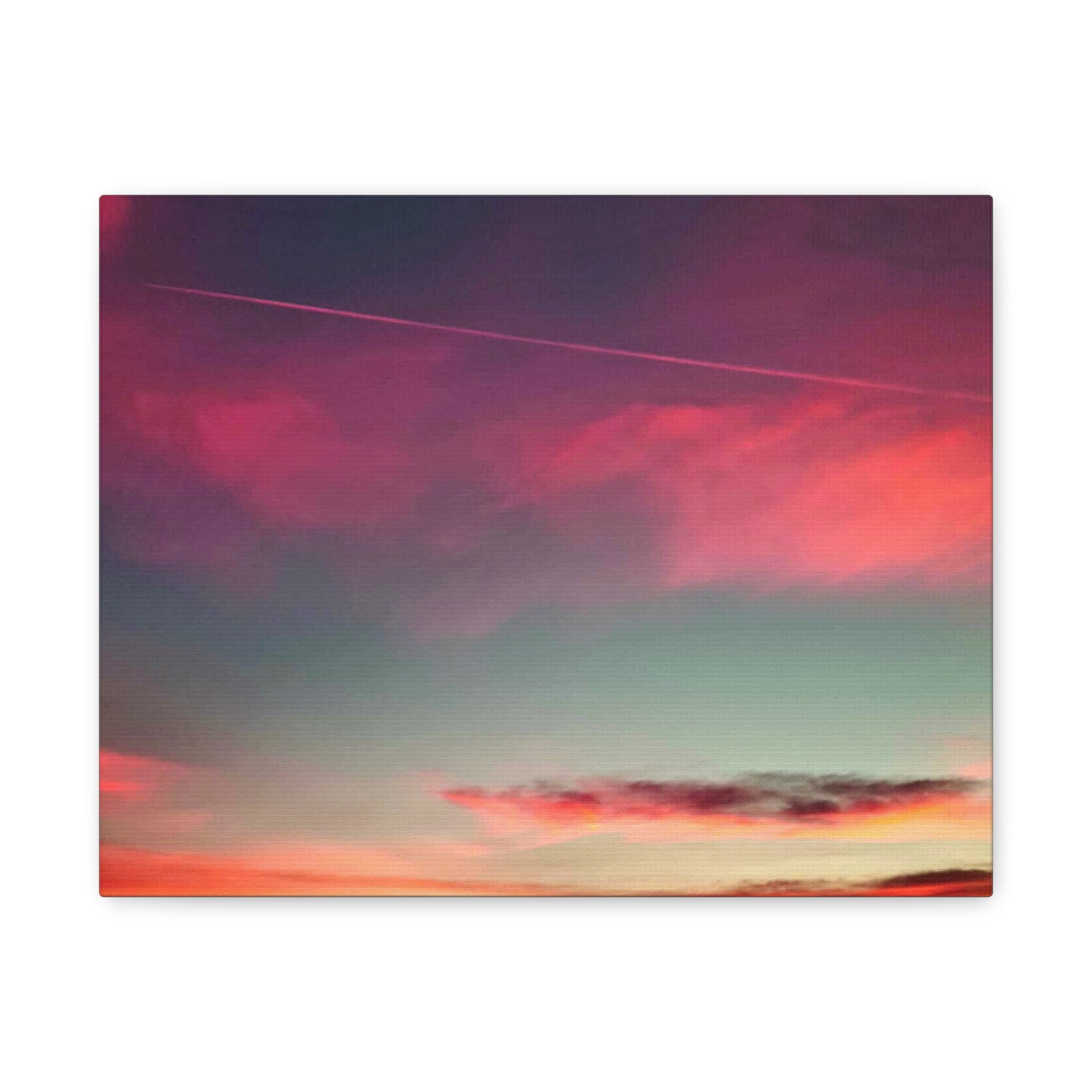 pink sky at morning - Horizon Matte Canvas Print — Vibrant Pink & Teal Sky Wall Art, Stretched 1.25"