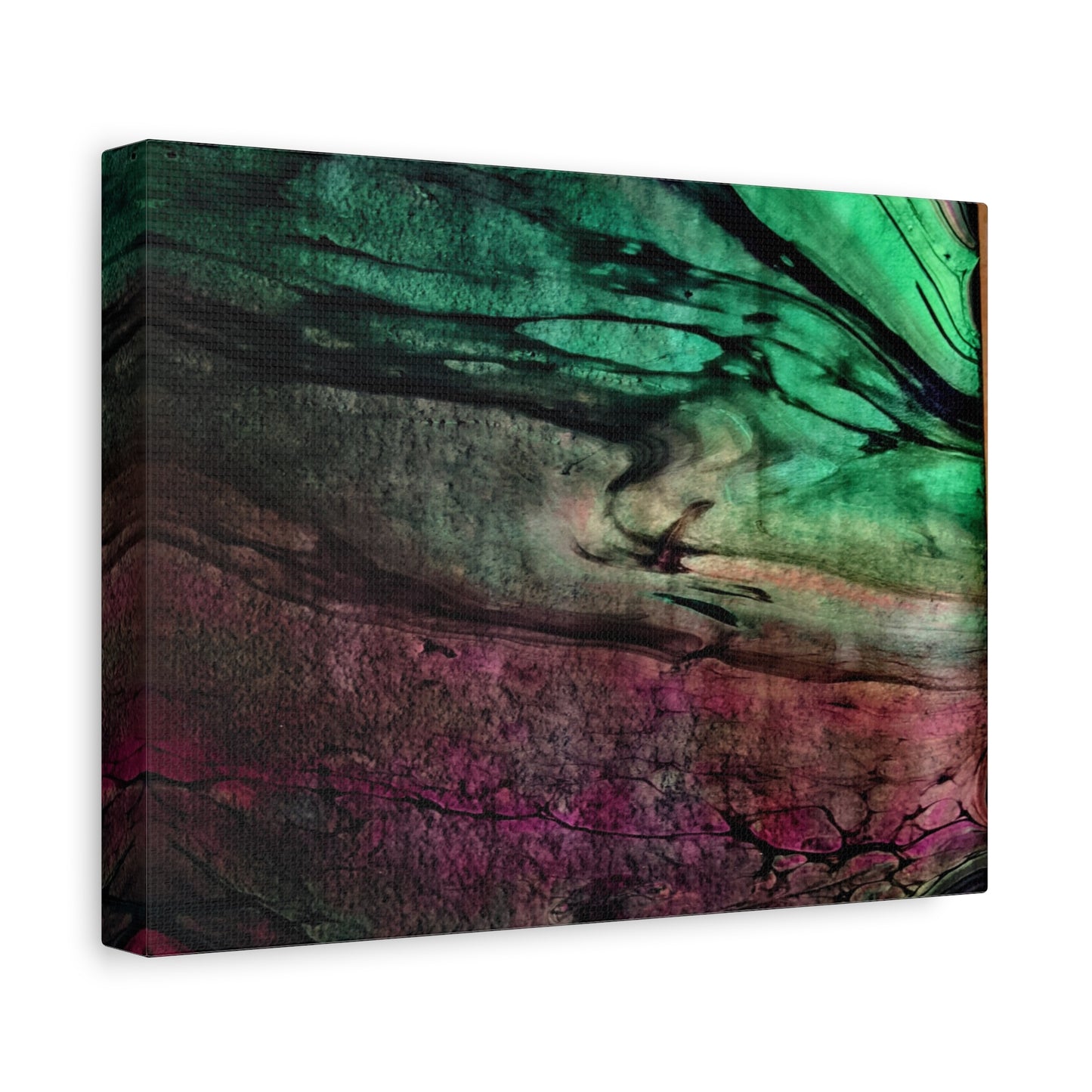 flame tempered pour - Abstract Teal & Magenta Canvas Wall Art — Matte Stretched 1.25"