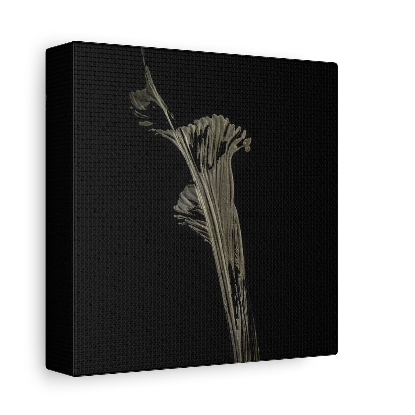 Calla Lilly - Minimalist Botanical Canvas Print — Monochrome Flower Art on Black Matte