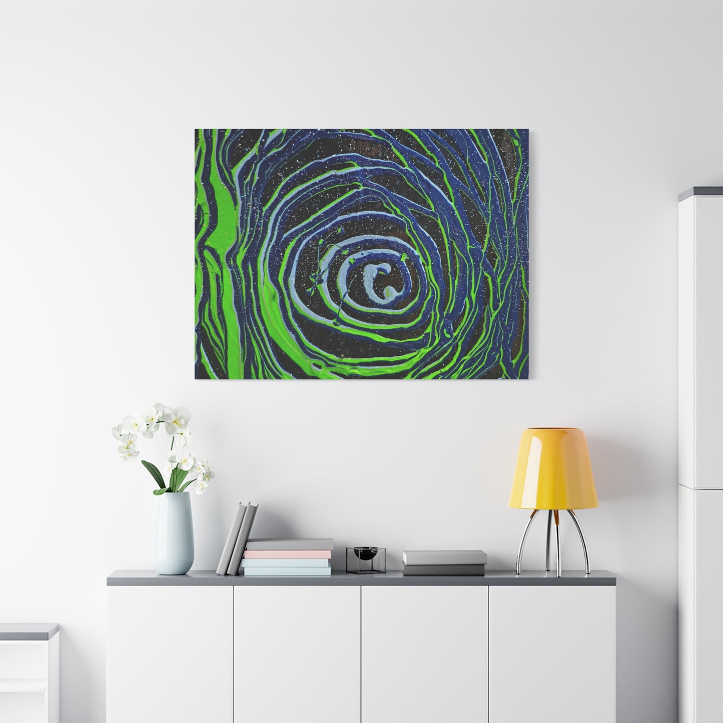 Abstract Green Swirl Matte Canvas Art — Stretched 1.25" Wall Décor