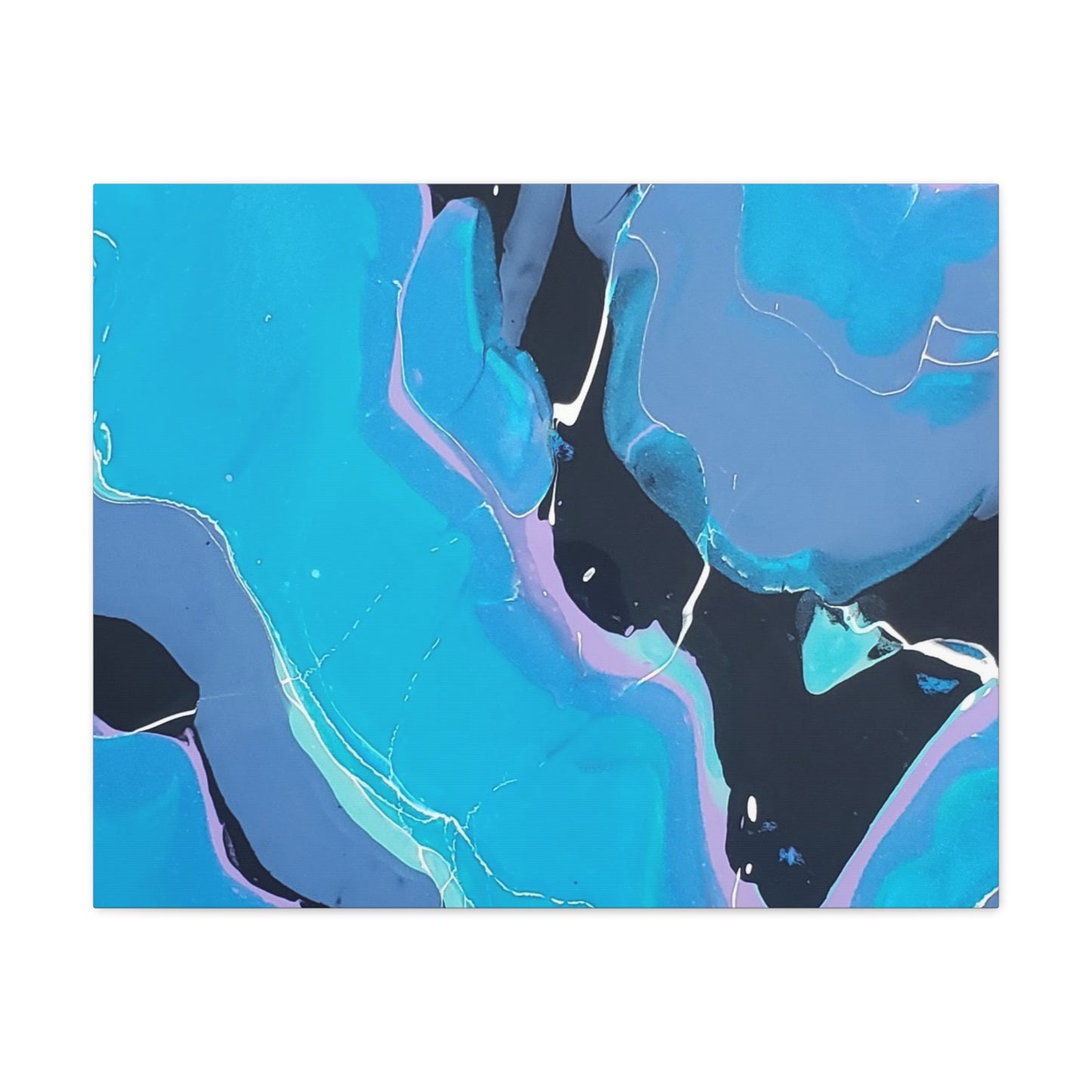 Abstract Blue Fluid Art Canvas Print — Matte Stretched Wall Art 1.25"