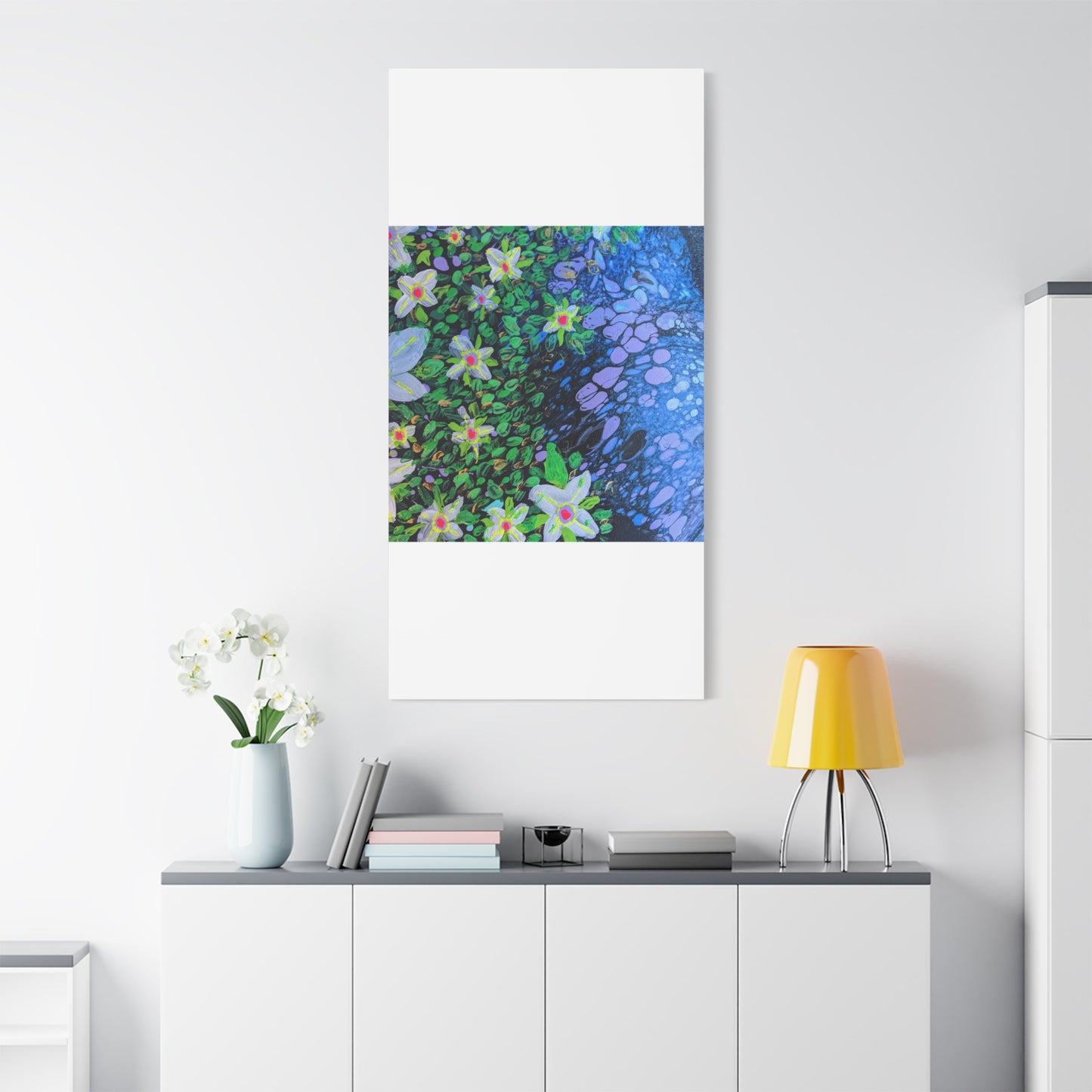 Floetrol&Flowers -  Reef Matte Canvas Wall Art — Blue & Green Abstract Flower Painting