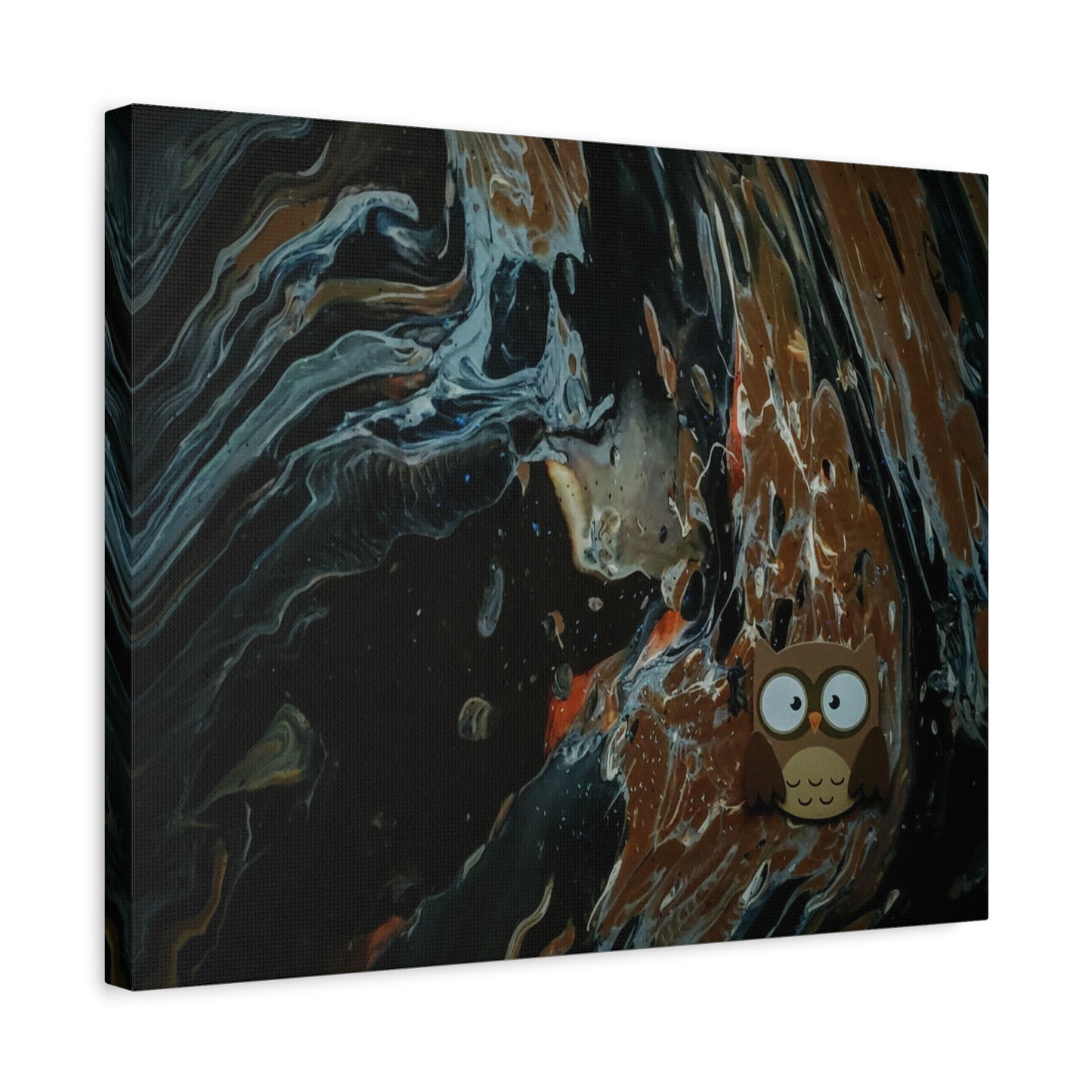 Abstract Swirl Owl Matte Canvas Print
