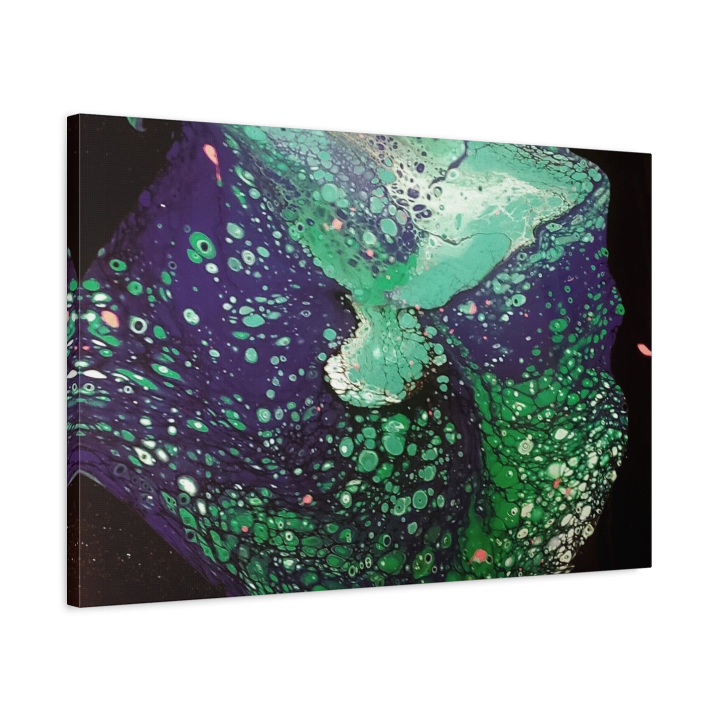 Abstract Green & Teal Fluid Art Canvas Print - Matte Stretched Wall Art