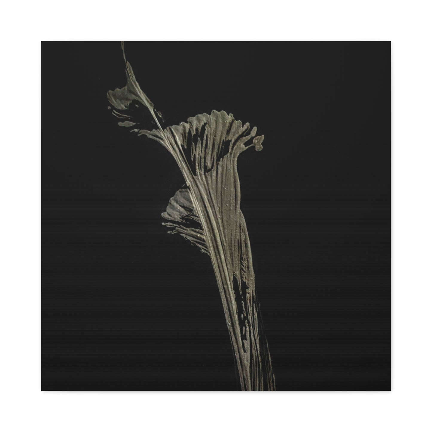 Calla Lilly - Minimalist Botanical Canvas Print — Monochrome Flower Art on Black Matte