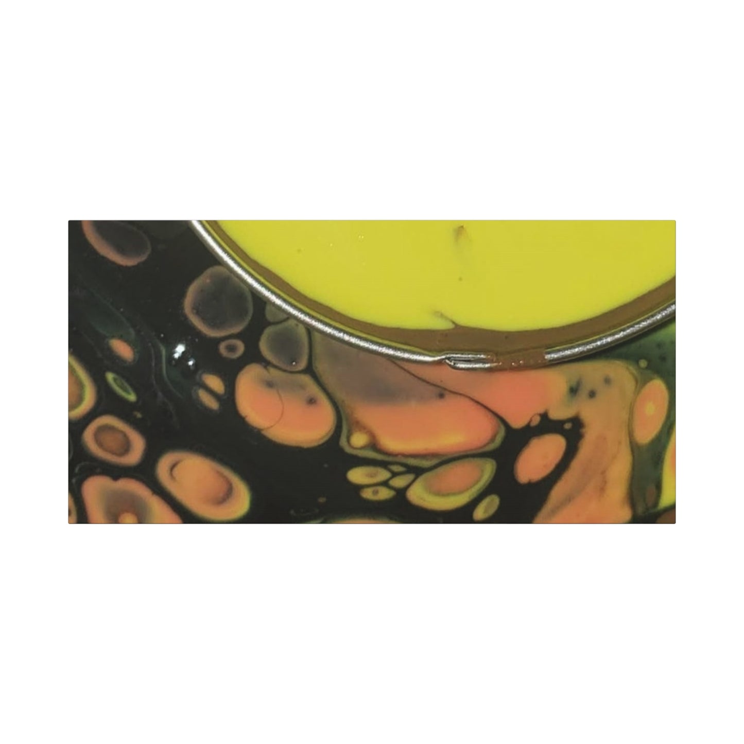 Abstract Fluid Art Canvas Print — Yellow & Black Cell Pour