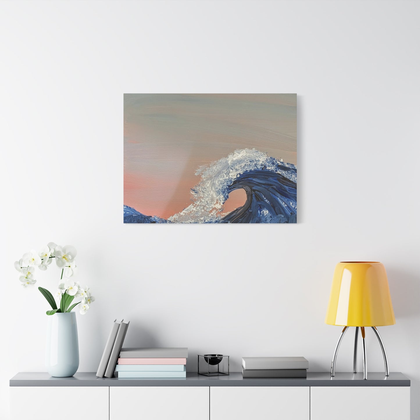 California_Coast - Ocean Wave Canvas Art — Blue Wave Seascape Matte Stretched Canvas