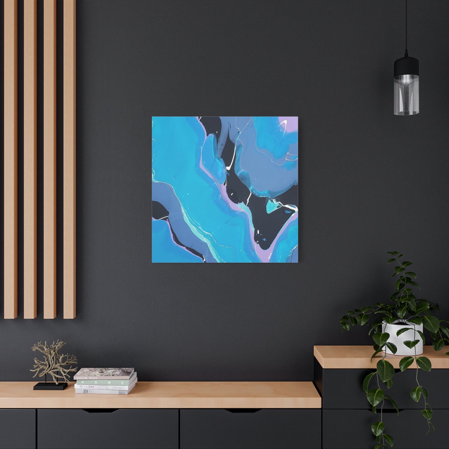 Abstract Blue Fluid Art Canvas Print — Matte Stretched Wall Art 1.25"