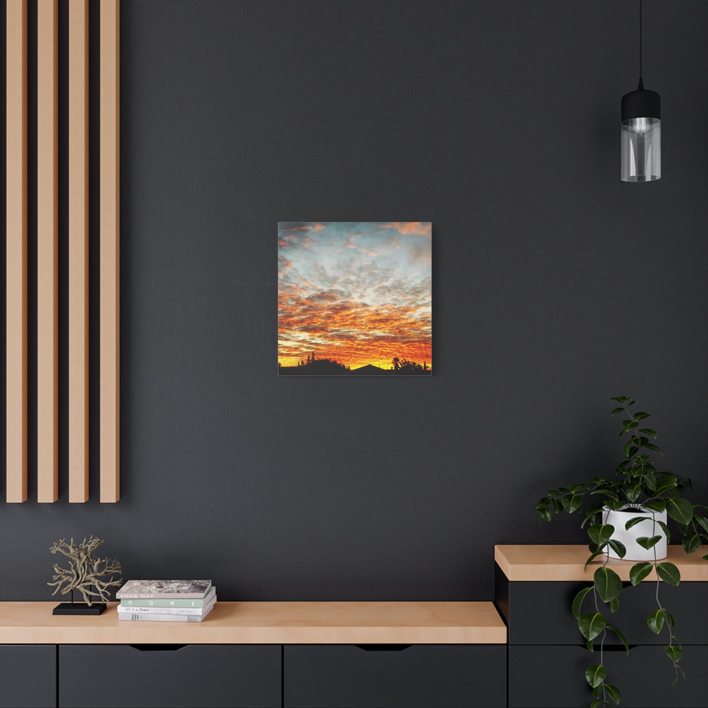 Sunset Sky Canvas Print — Orange Cloudscape Matte Stretched Wall Art