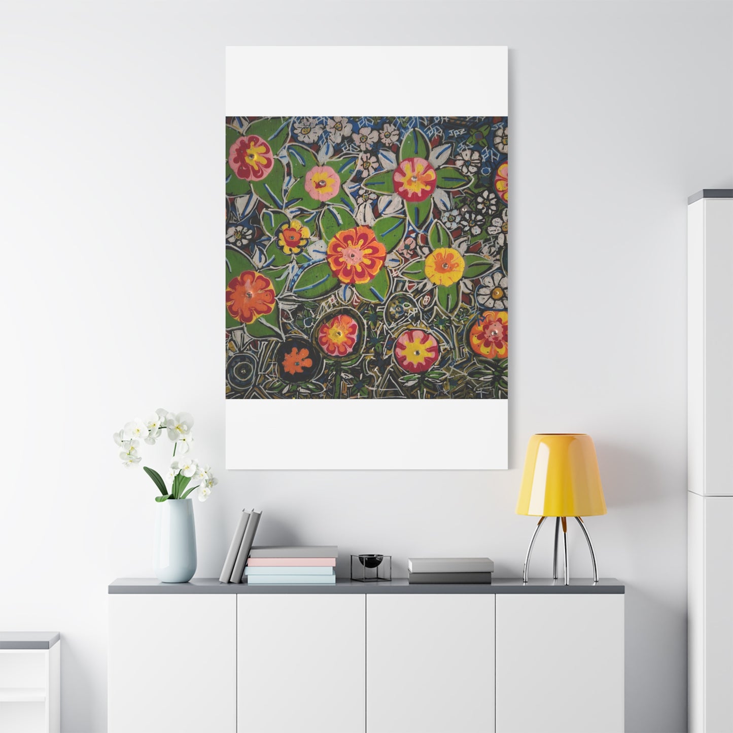 Urban_gardening-04 - Floral Pop Matte Stretched Canvas – Colorful Hand-Painted Garden Wall Art