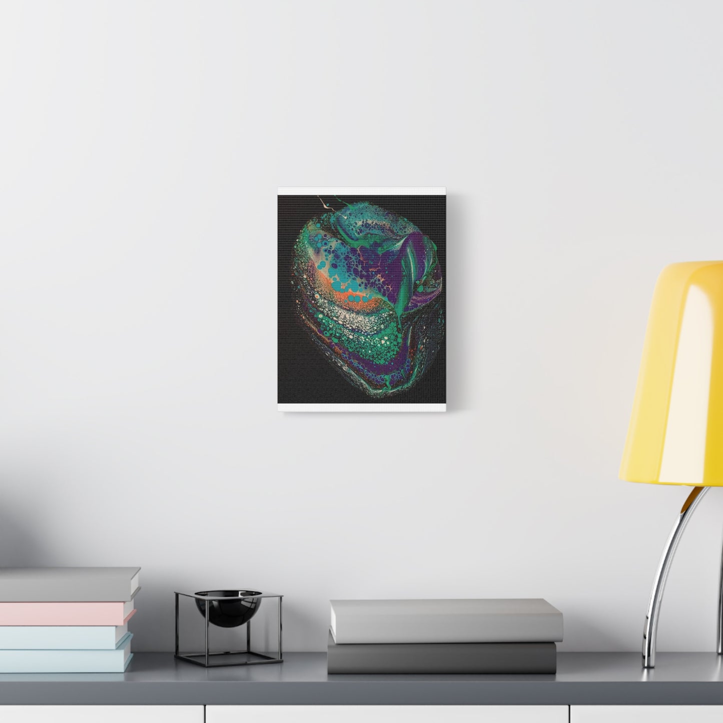 Abstract Fluid Art Canvas Print — Teal, Purple & Gold Swirl Matte Stretched Wall Art
