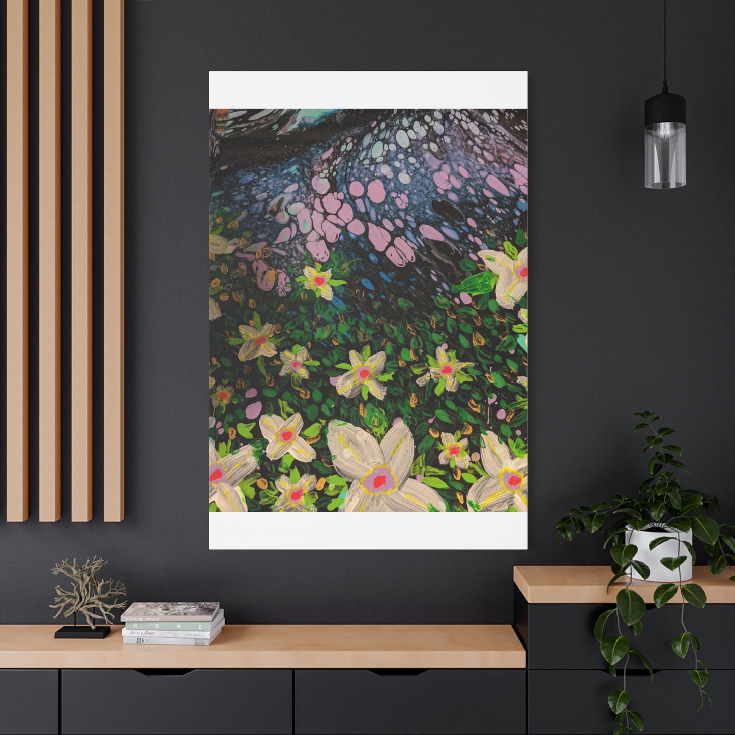 Floetrol&Flowers - Night Pour Garden Matte Canvas Print — Stretched Wall Art