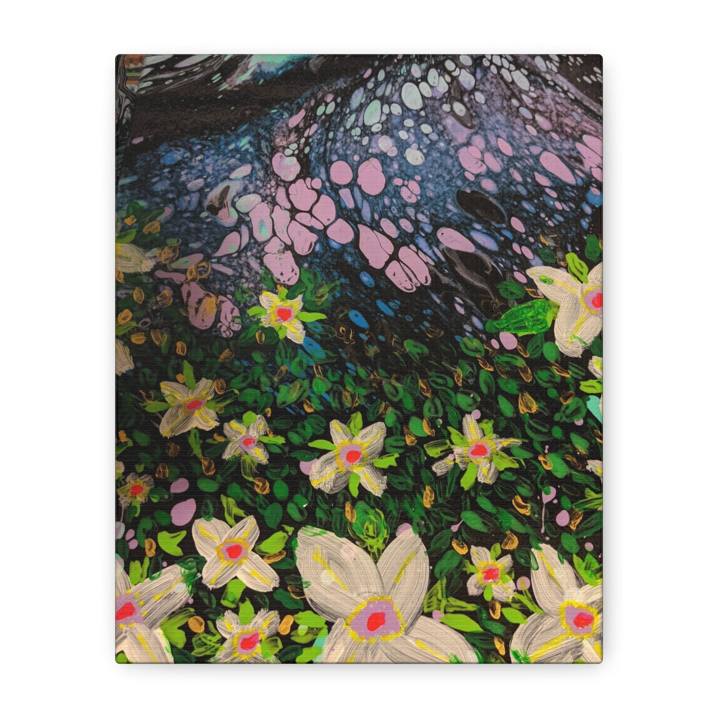Floetrol&Flowers - Night Pour Garden Matte Canvas Print — Stretched Wall Art