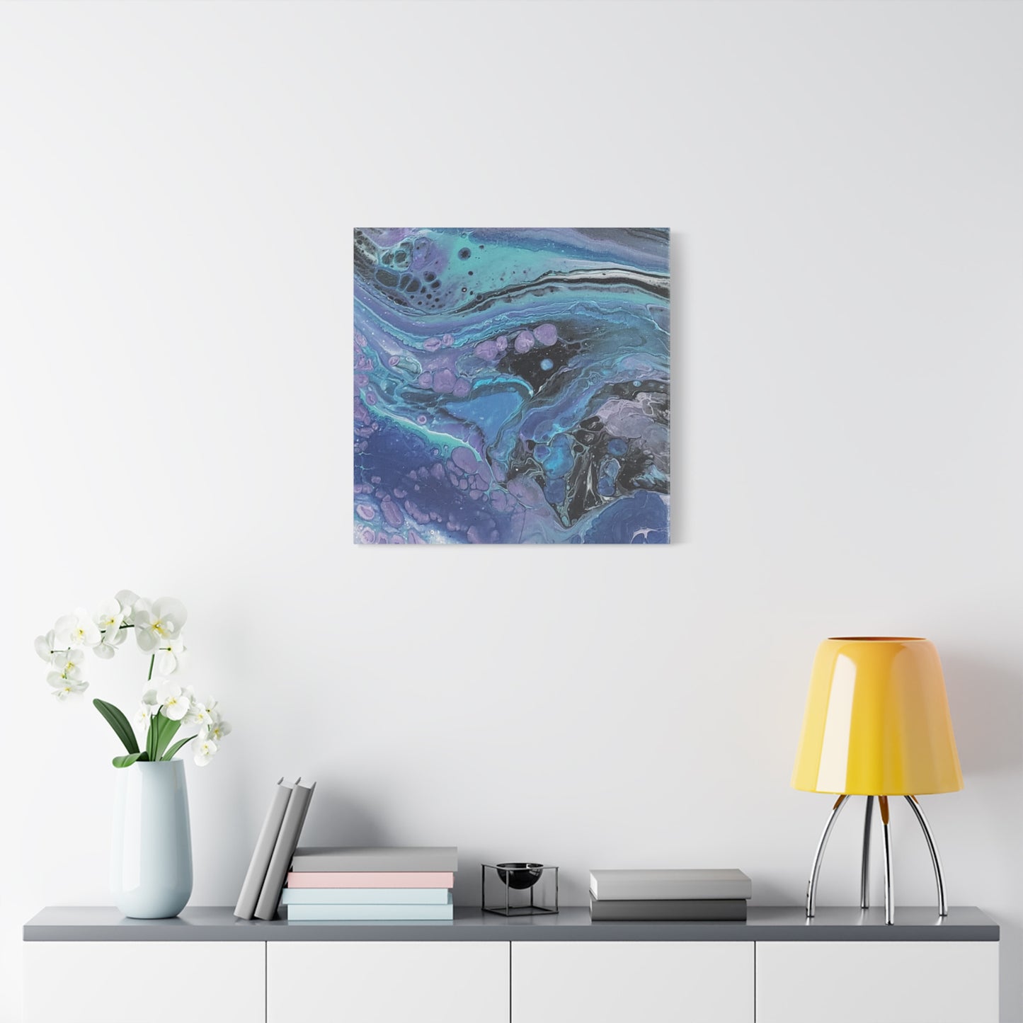 Abstract Ocean Wave Matte Canvas Print — Blue & Purple Fluid Art, Stretched 1.25"