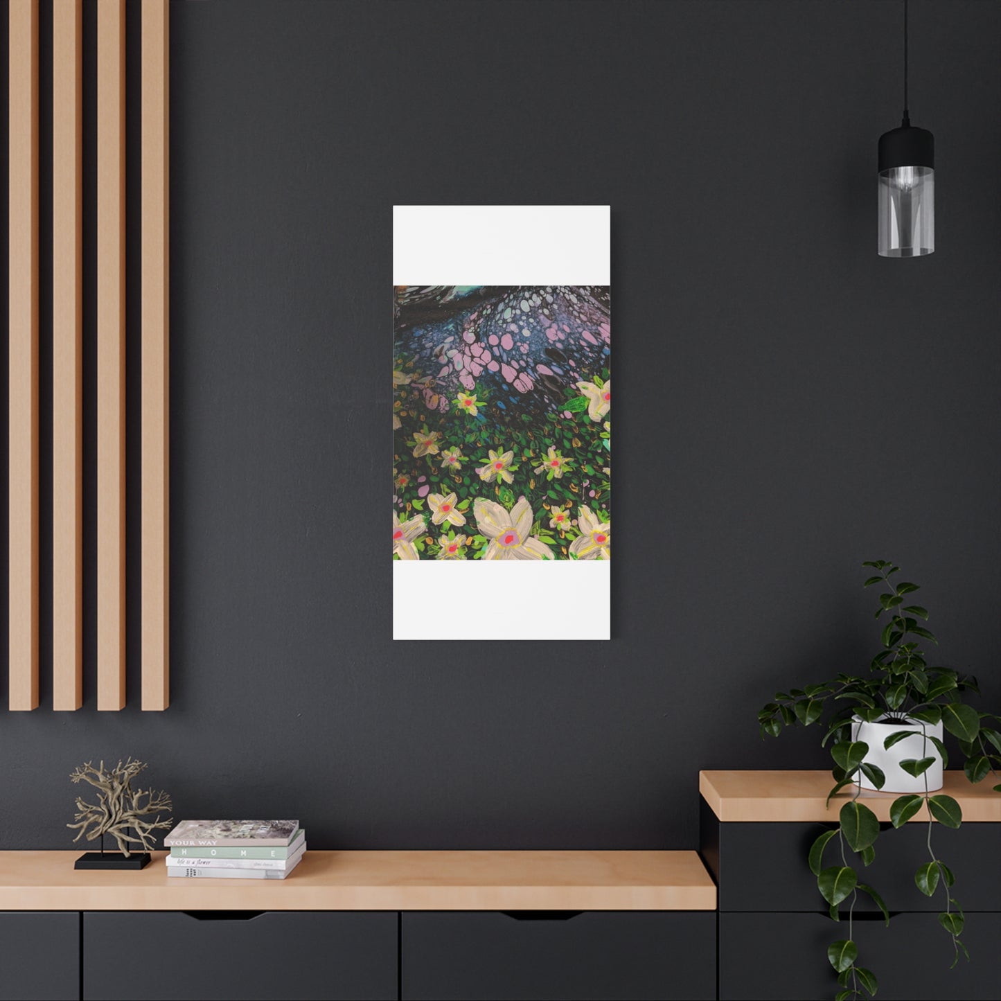 Floetrol&Flowers - Night Pour Garden Matte Canvas Print — Stretched Wall Art