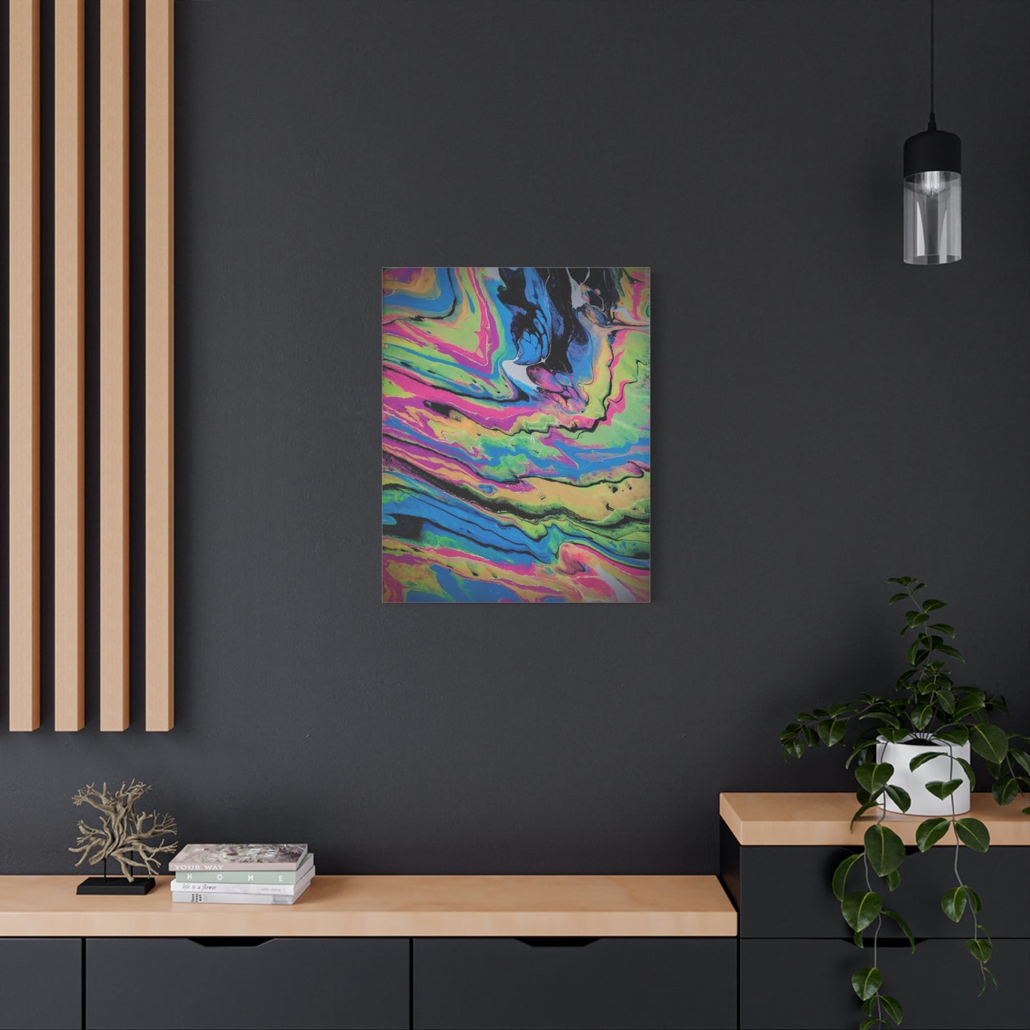 Abstract Neon Fluid Art Canvas Print — Vibrant Psychedelic Wall Decor