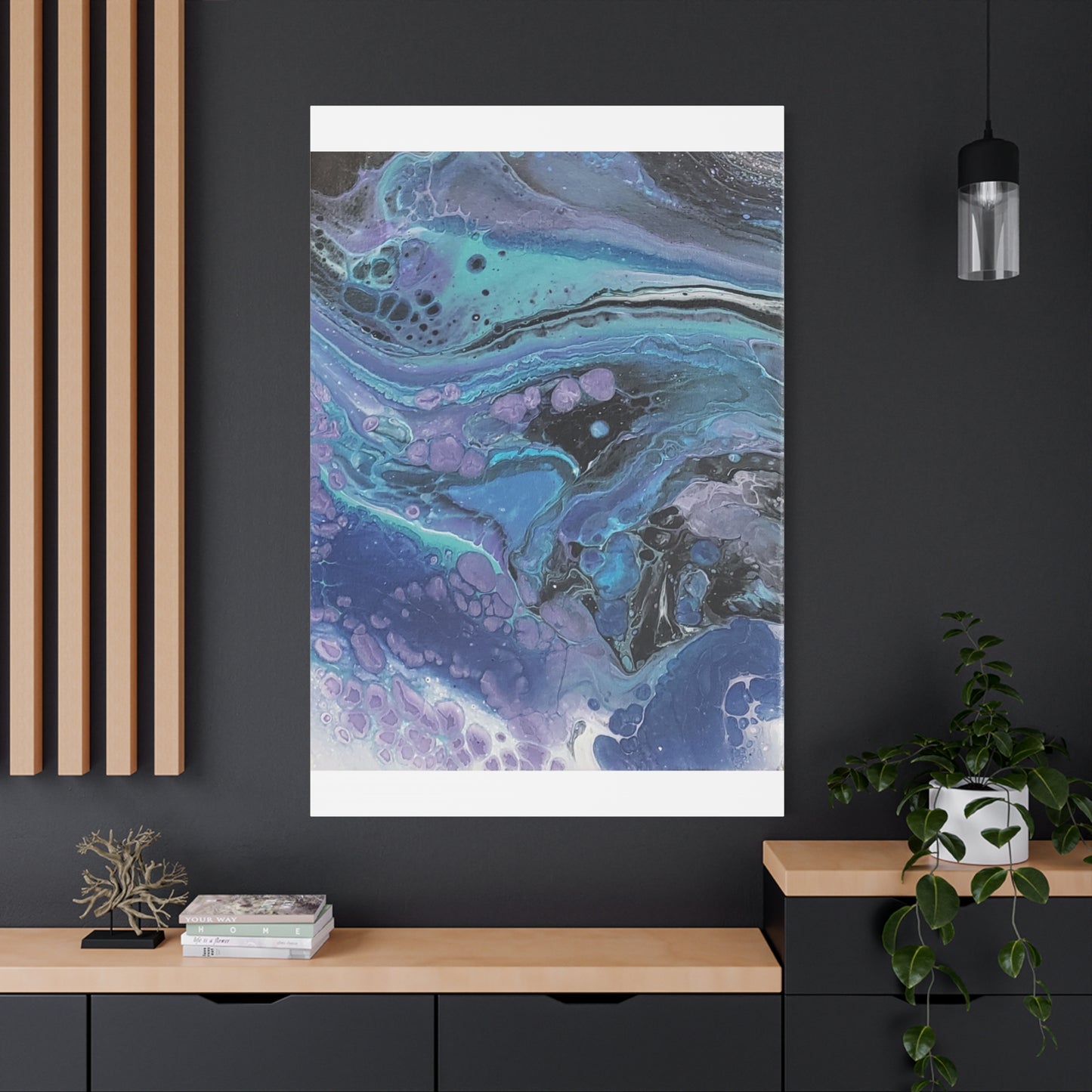 Abstract Ocean Wave Matte Canvas Print — Blue & Purple Fluid Art, Stretched 1.25"