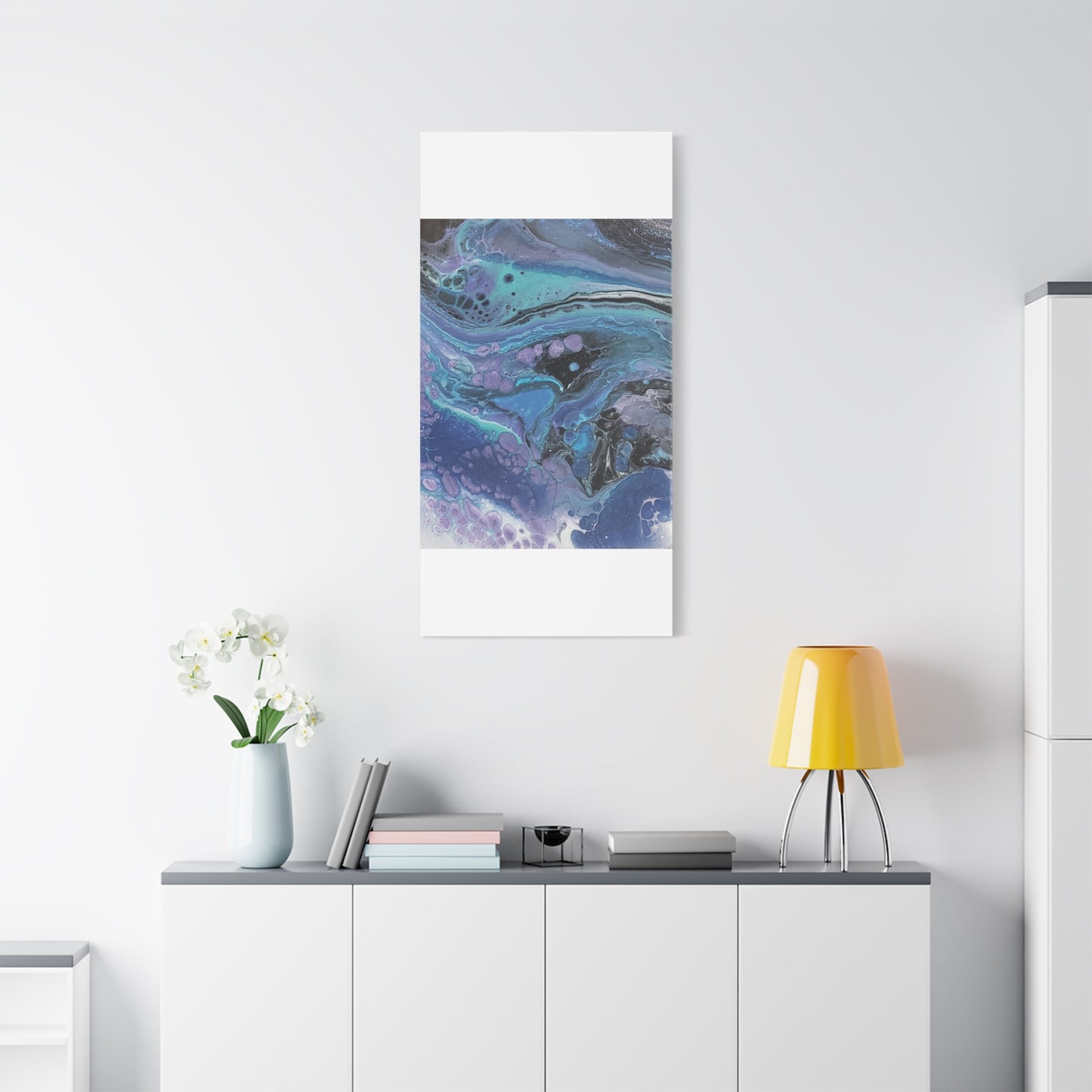 Abstract Ocean Wave Matte Canvas Print — Blue & Purple Fluid Art, Stretched 1.25"