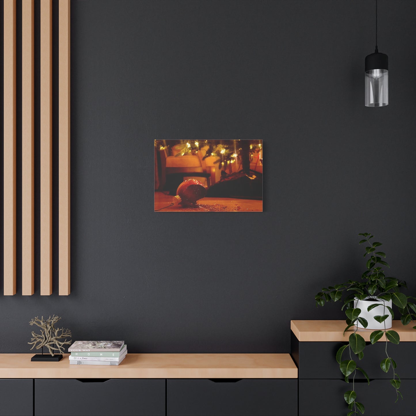 Christmas Tree Ornament Photo Canvas – Cozy Holiday Still Life Wall Art