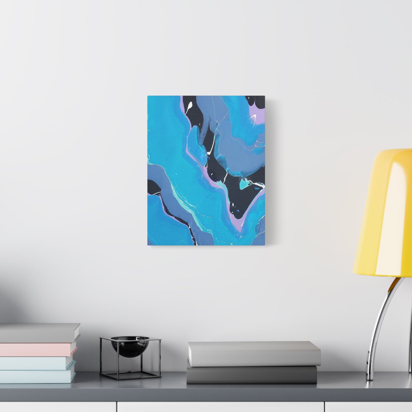 Abstract Blue Fluid Art Canvas Print — Matte Stretched Wall Art 1.25"