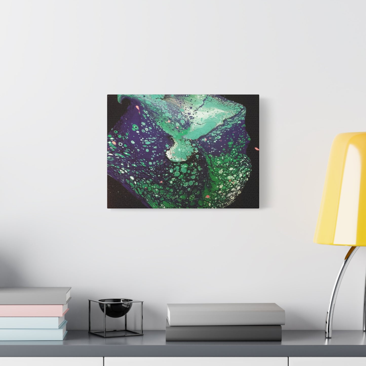 Abstract Green & Teal Fluid Art Canvas Print - Matte Stretched Wall Art