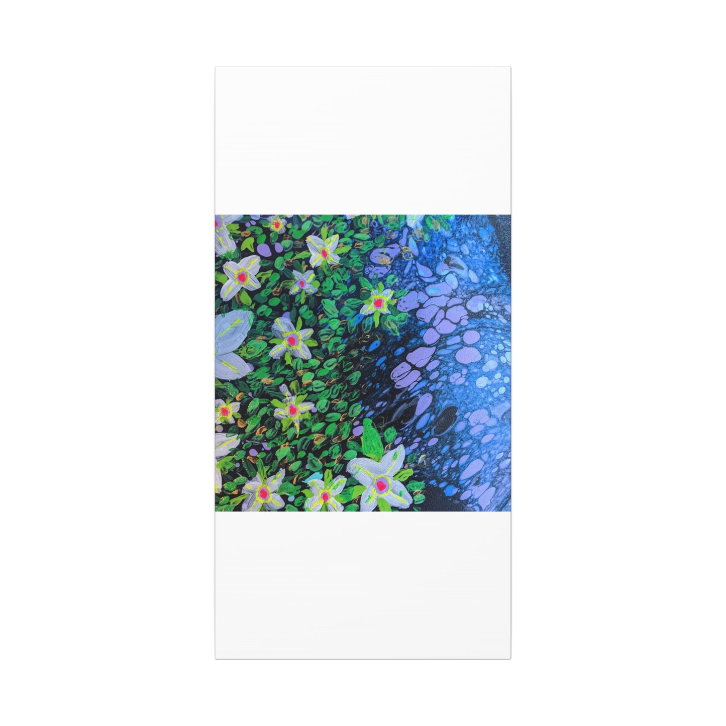 Floetrol&Flowers -  Reef Matte Canvas Wall Art — Blue & Green Abstract Flower Painting