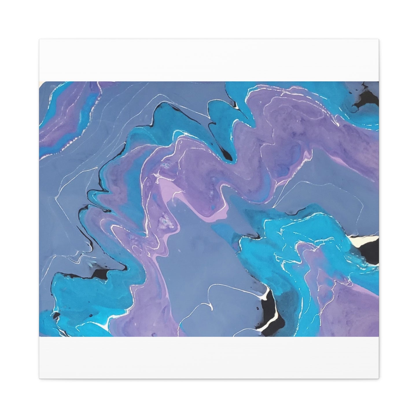 Abstract Blue & Purple Fluid Art Canvas - Matte Stretched Wall Art