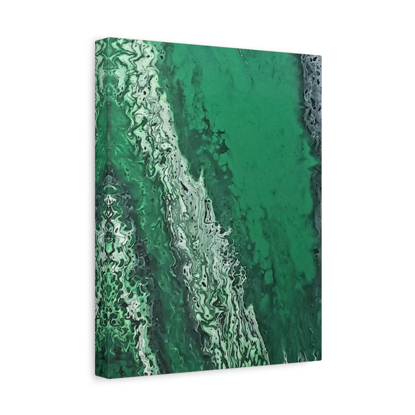 Emerald Wave Abstract Canvas Print — Matte Stretched Wall Art