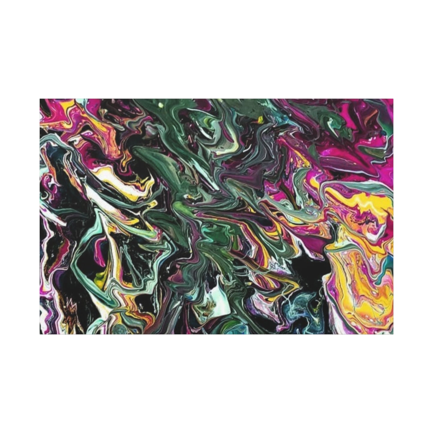 chaos in the garden - Abstract Fluid Art Matte Canvas Print - Colorful Swirl Wall Art