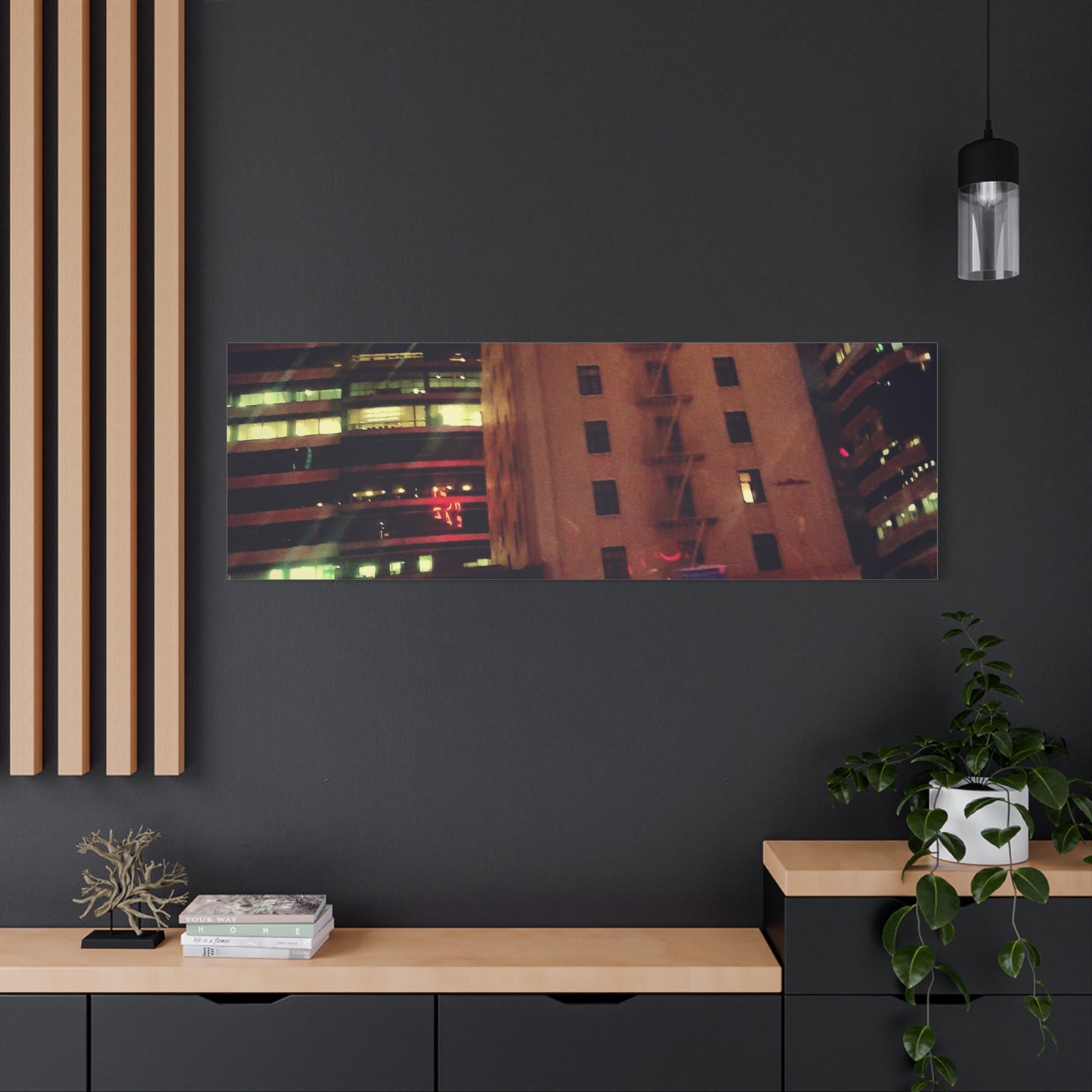 Hotel DeAnza - City Nightscape Canvas Print — Urban Street Art Building Matte Stretched 1.25"