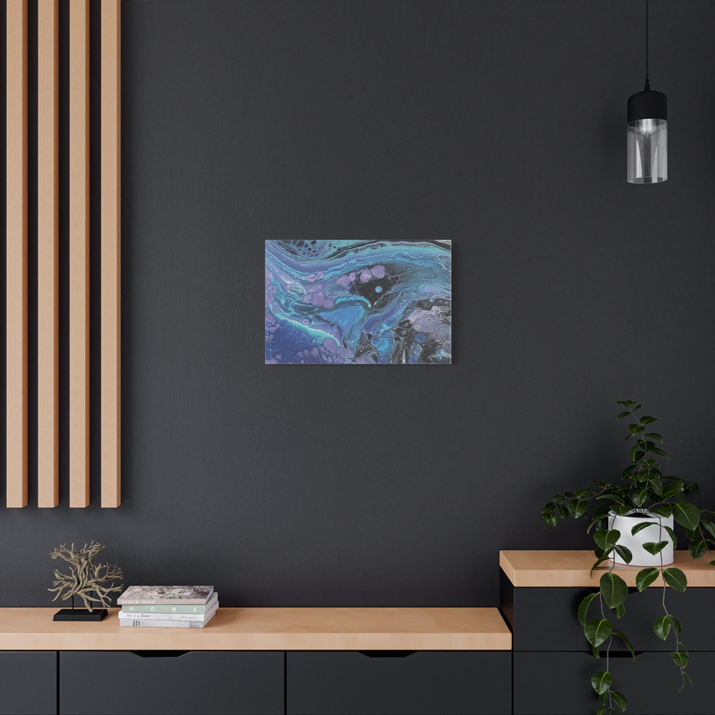 Abstract Ocean Wave Matte Canvas Print — Blue & Purple Fluid Art, Stretched 1.25"