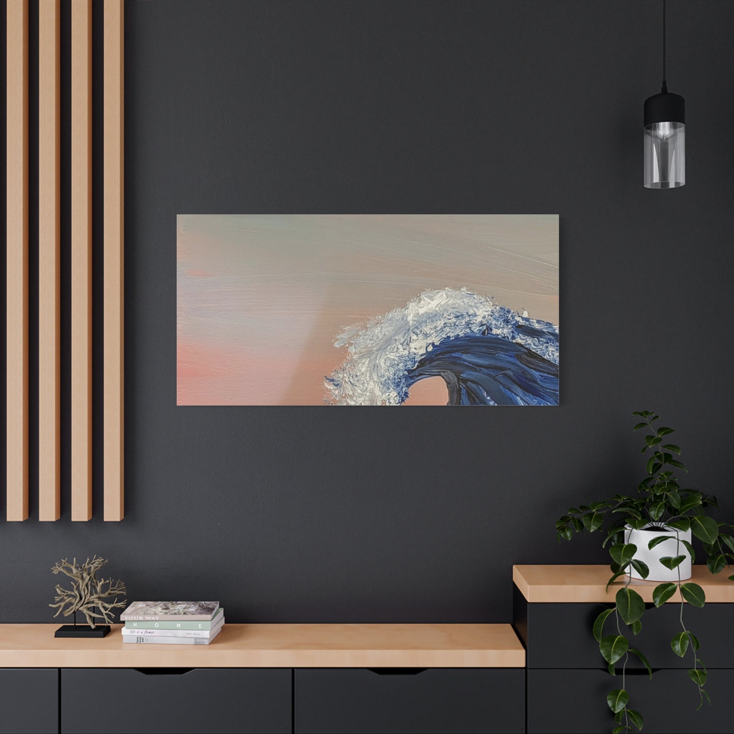 California_Coast - Ocean Wave Canvas Art — Blue Wave Seascape Matte Stretched Canvas
