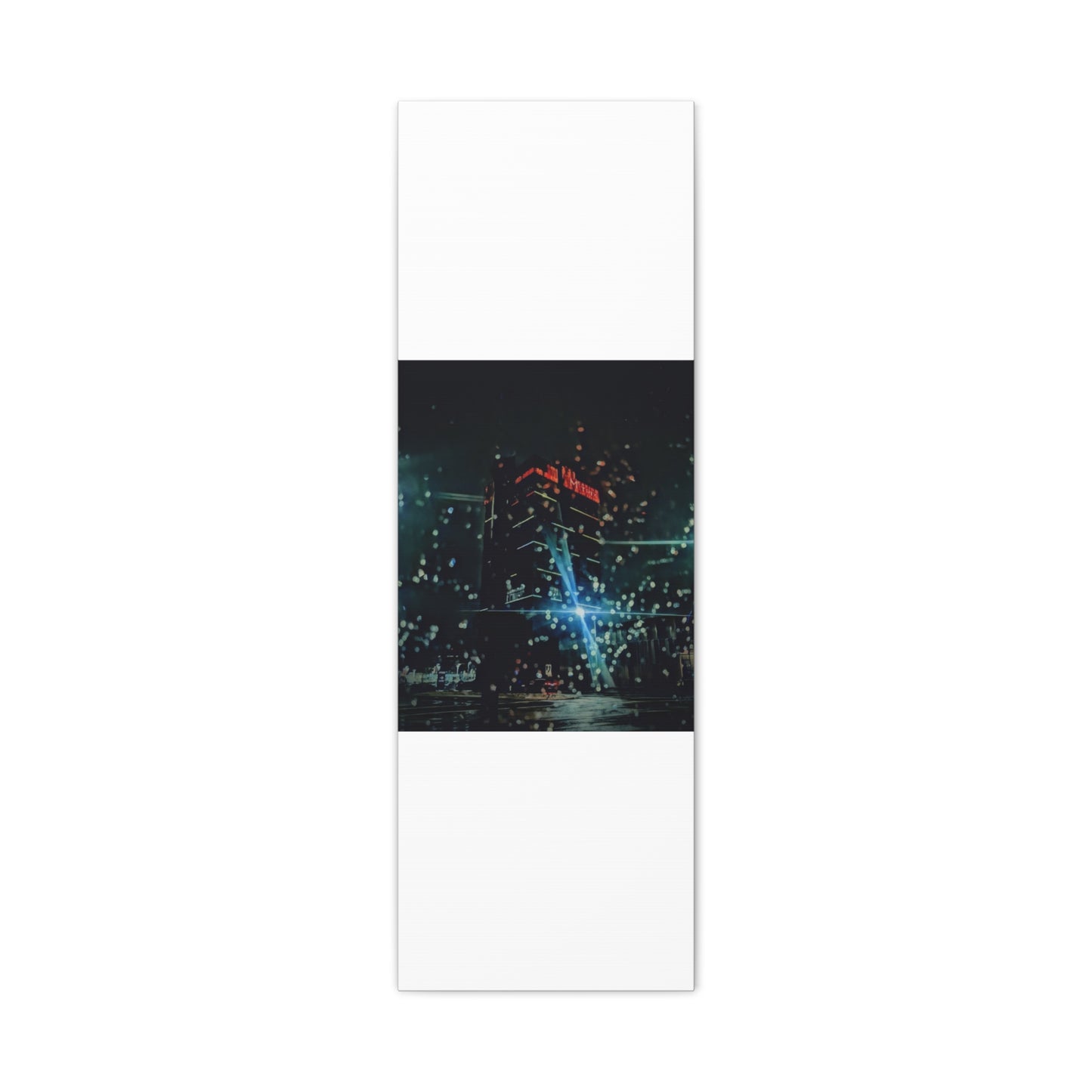 matrix @night Canvas Print — Moody Rainy Urban Wall Art (Matte Stretched)