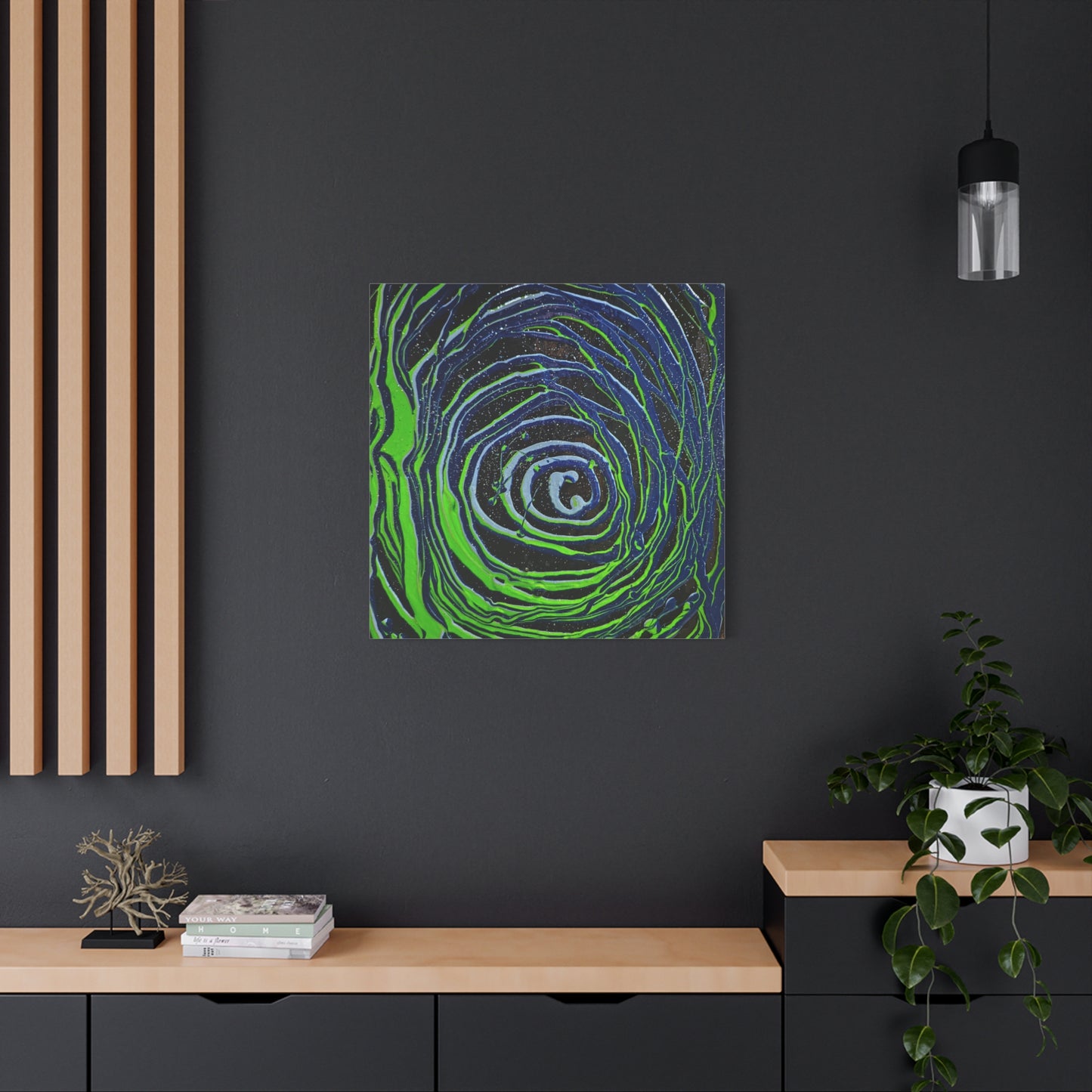 Abstract Green Swirl Matte Canvas Art — Stretched 1.25" Wall Décor