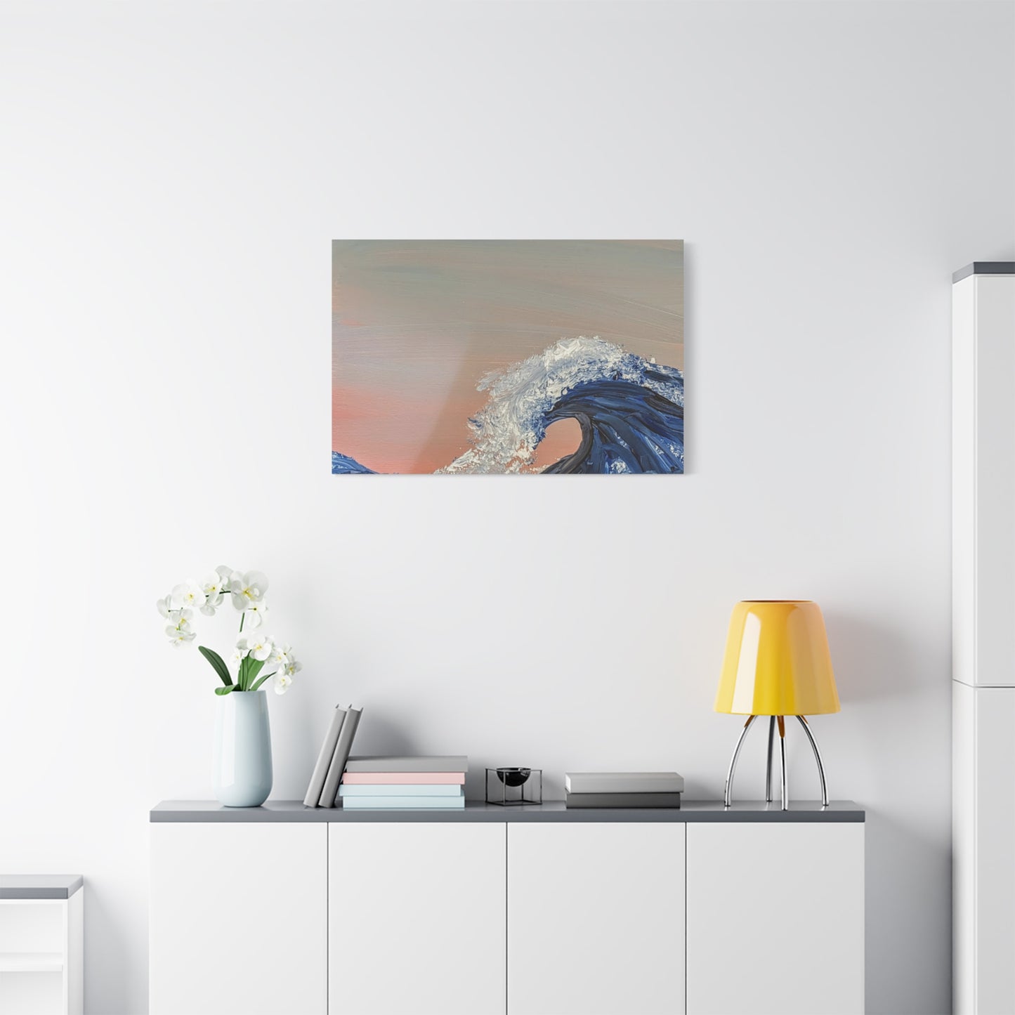 California_Coast - Ocean Wave Canvas Art — Blue Wave Seascape Matte Stretched Canvas