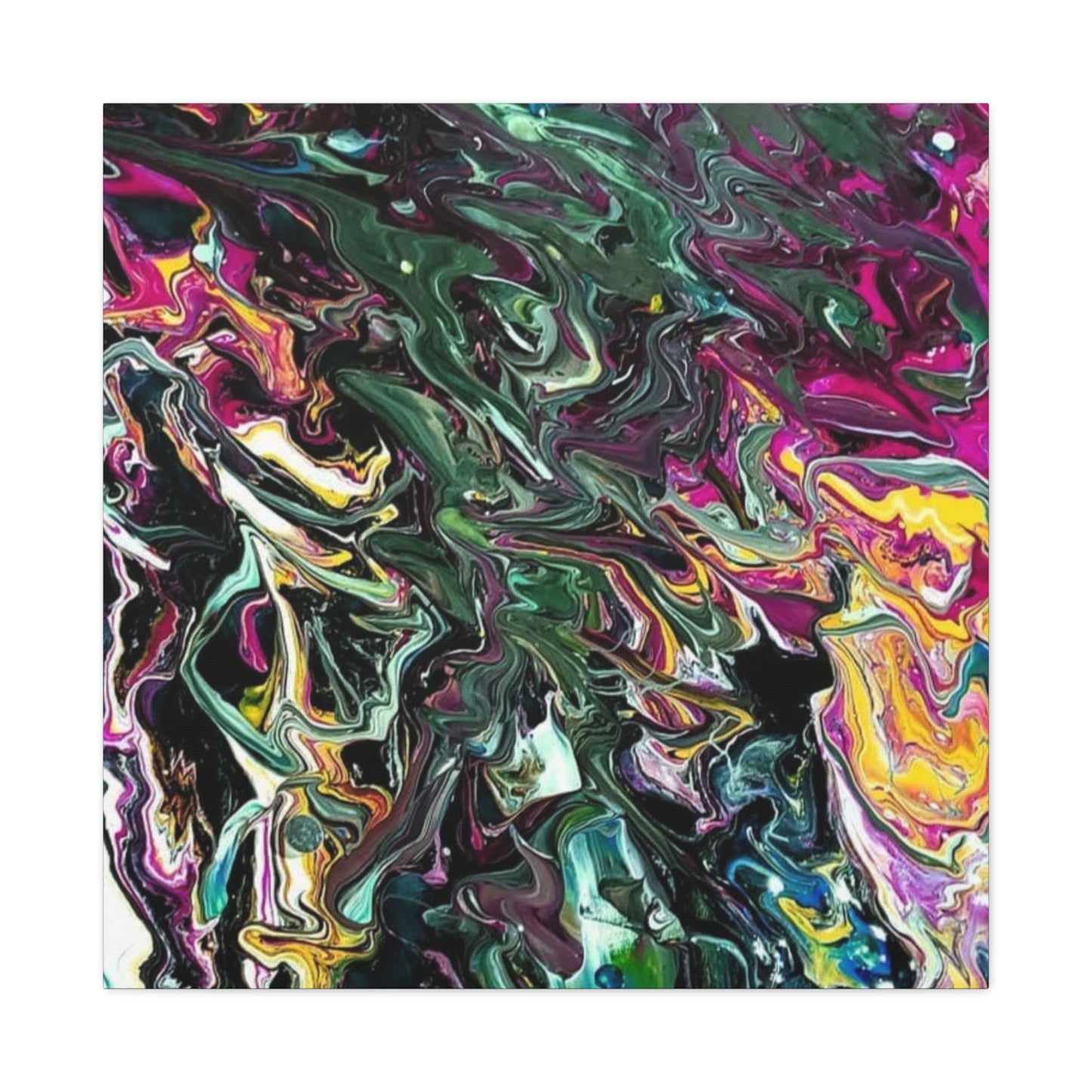 chaos in the garden - Abstract Fluid Art Matte Canvas Print - Colorful Swirl Wall Art