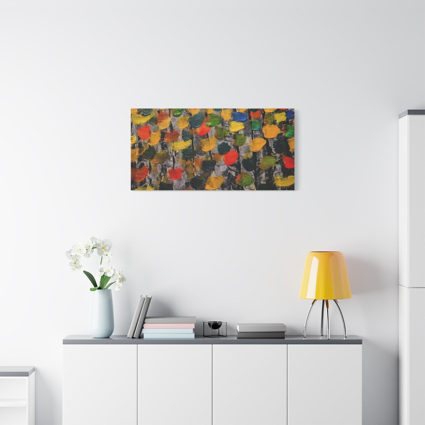 birch trees with color strokes - Abstract Color Bloom Matte Canvas Wall Art — Stretched 1.25"