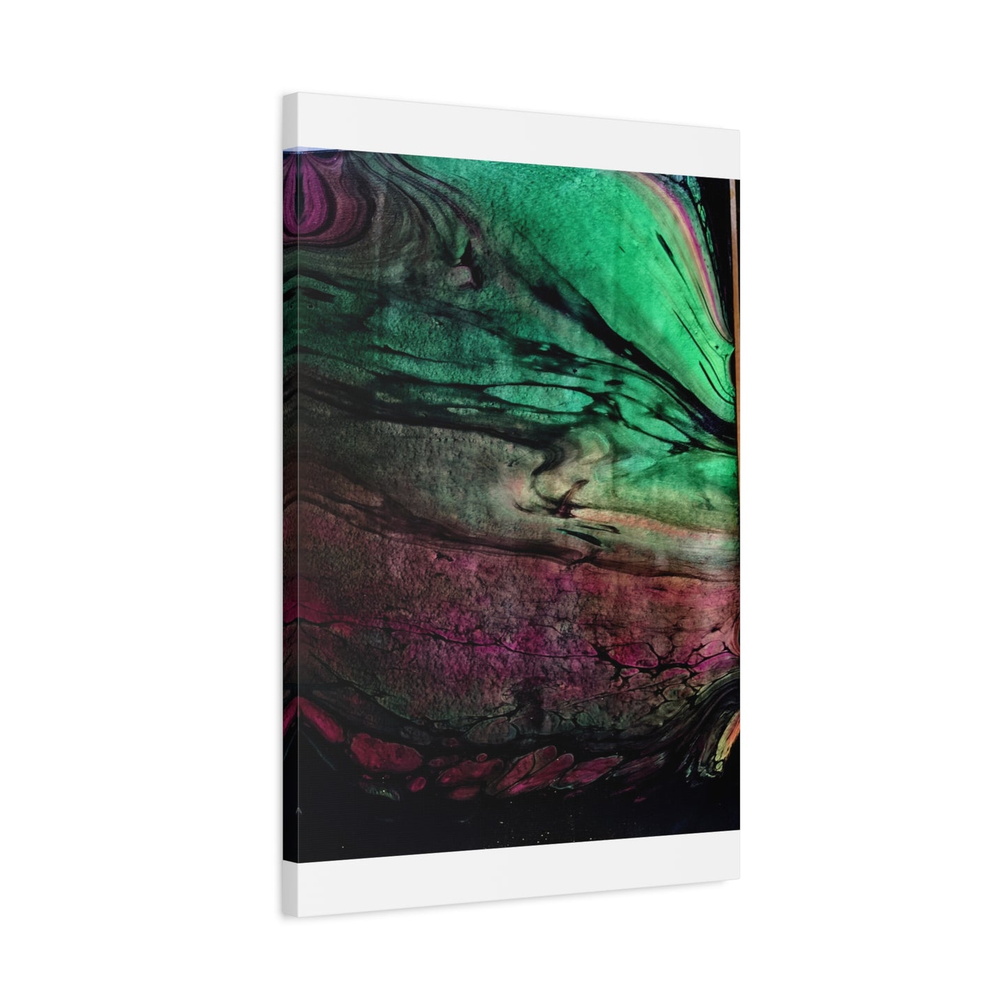 flame tempered pour - Abstract Teal & Magenta Canvas Wall Art — Matte Stretched 1.25"