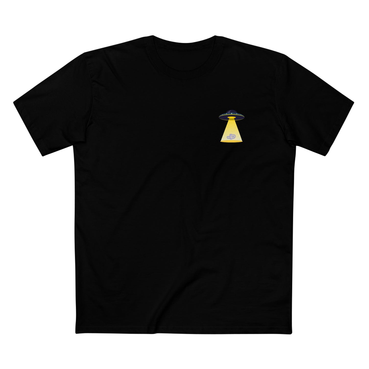 UFO Chest Pocket Tee — Retro Rocket Back Graphic Shirt