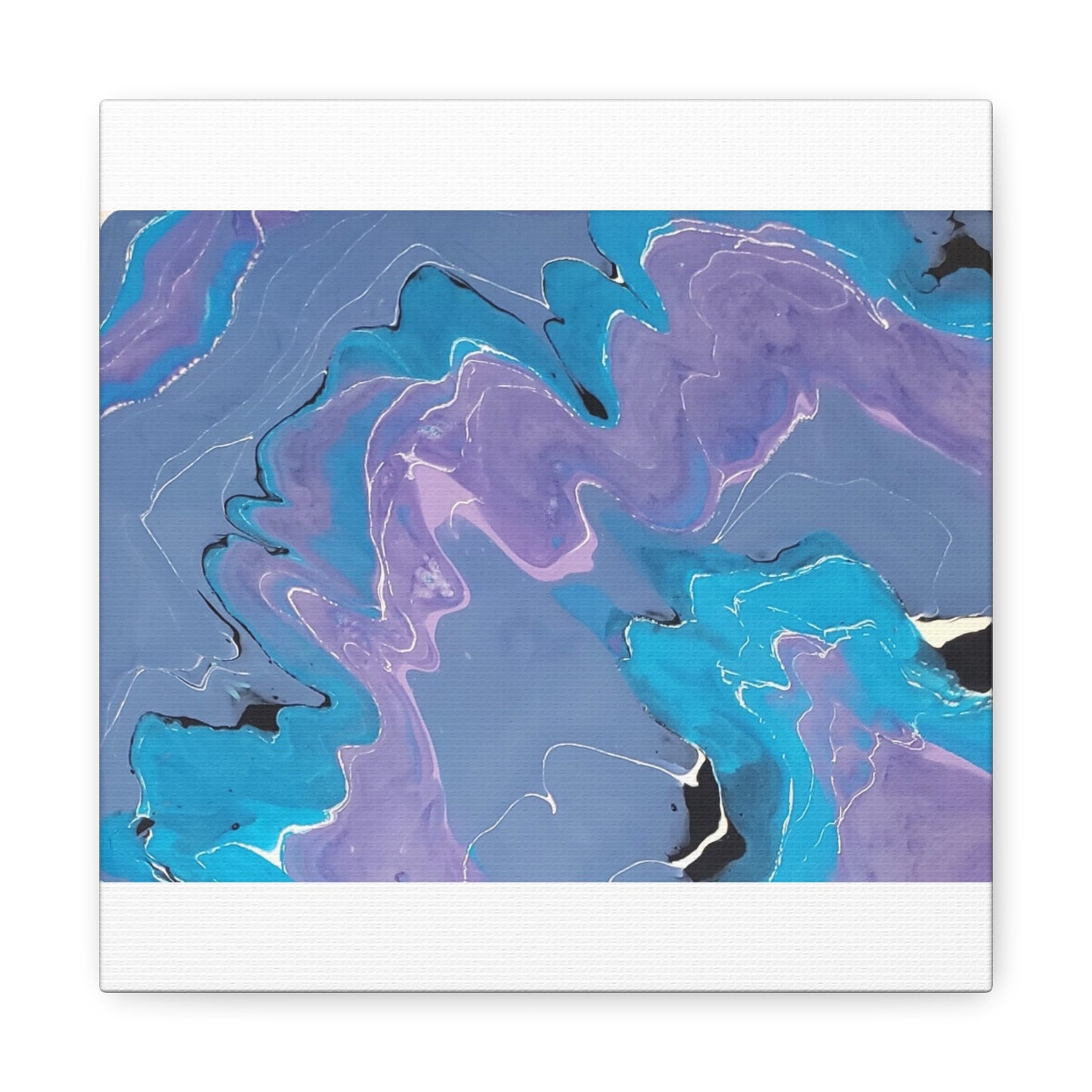 Abstract Blue & Purple Fluid Art Canvas - Matte Stretched Wall Art