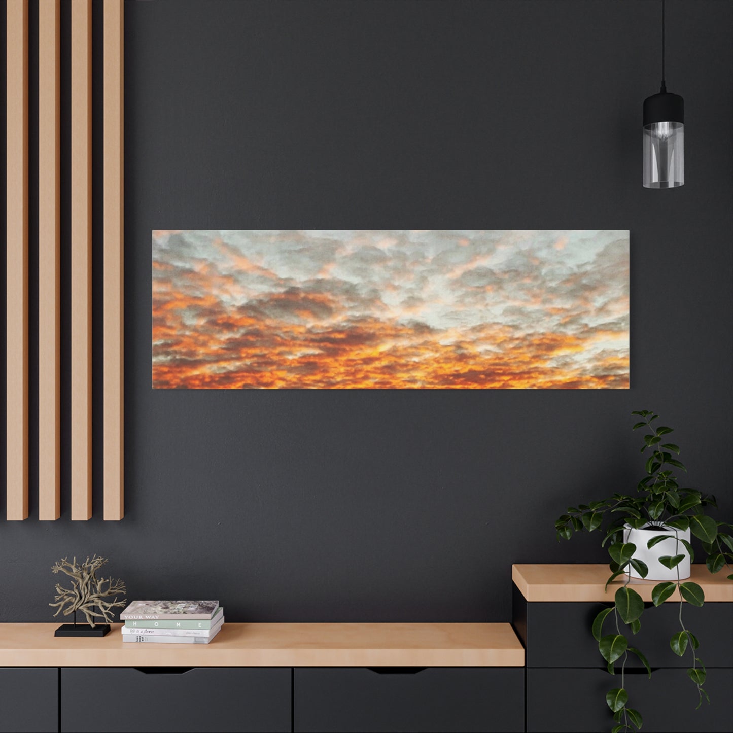 Sunset Sky Canvas Print — Orange Cloudscape Matte Stretched Wall Art