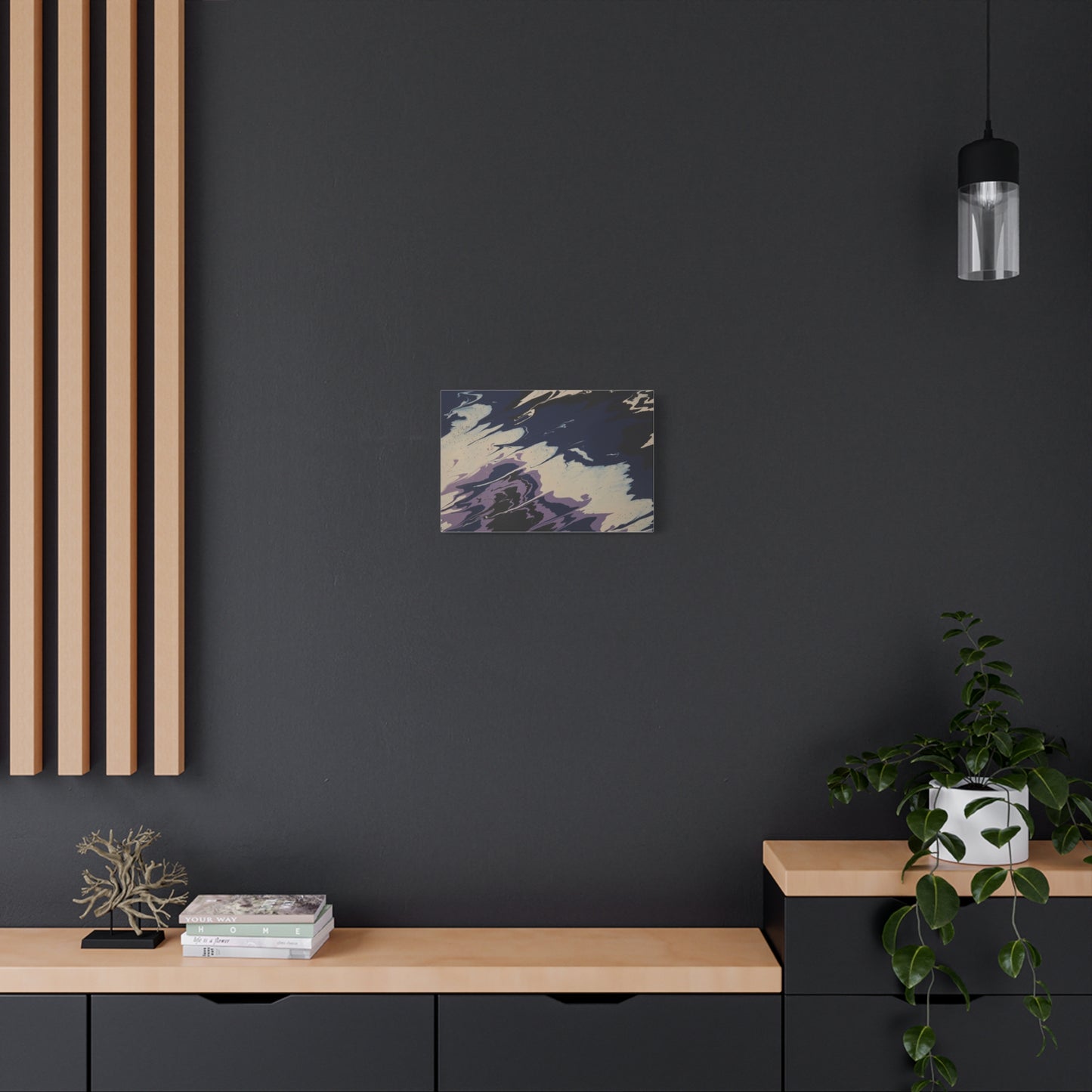 Abstract Navy & Lavender Wave Matte Stretched Canvas (1.25")