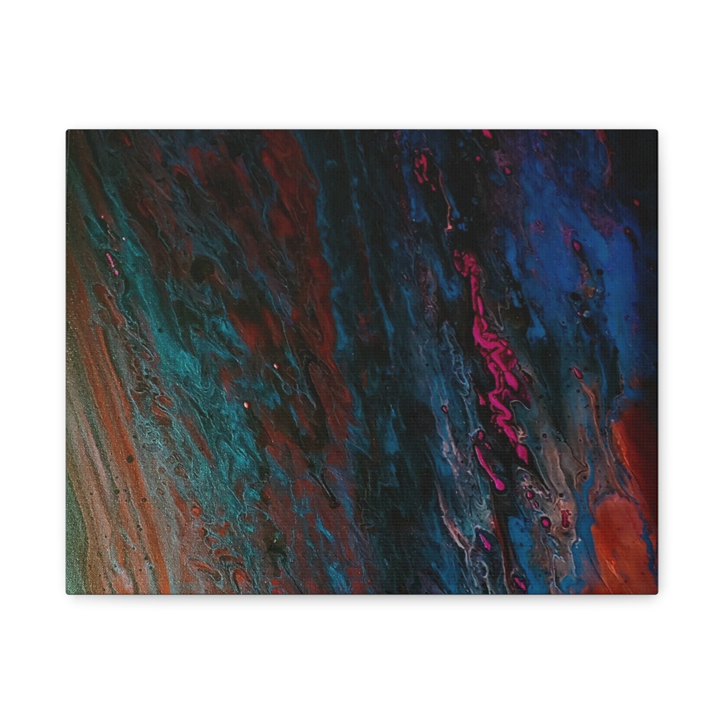 Abstract Fluid Art Canvas Wall Art - Jupiter pour — Vibrant Ocean Night Matte Stretched Canvas